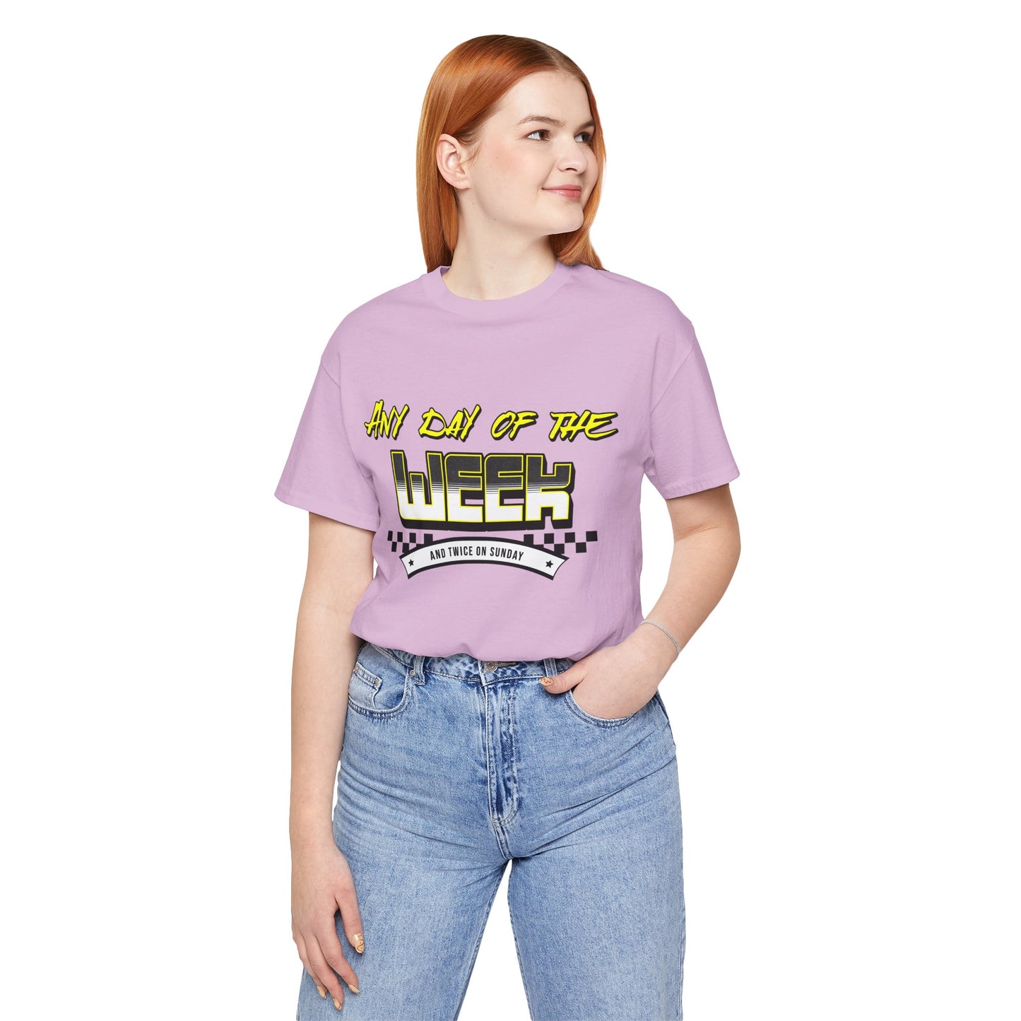 Sunday Vibes T-Shirt mit „Jeder Tag der Woche und zweimal an einem Sonntag“