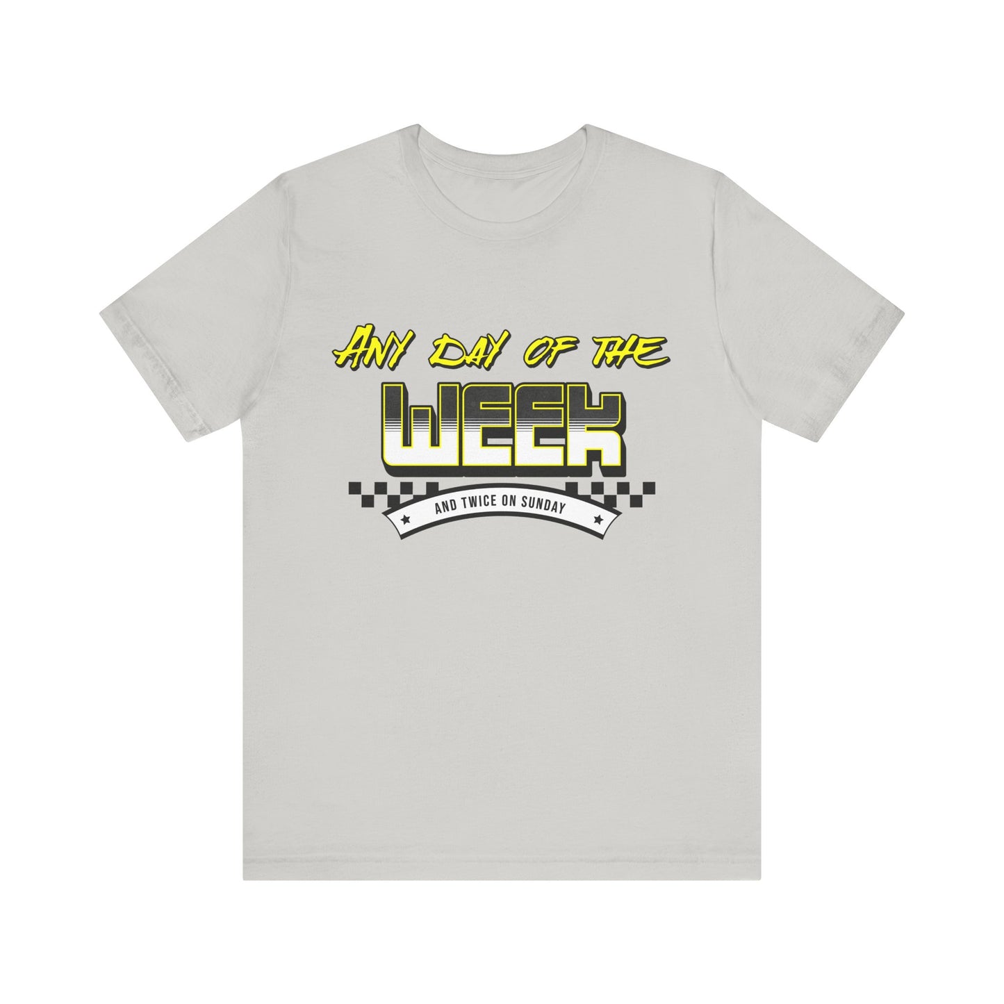 Sunday Vibes T-Shirt mit „Jeder Tag der Woche und zweimal an einem Sonntag“