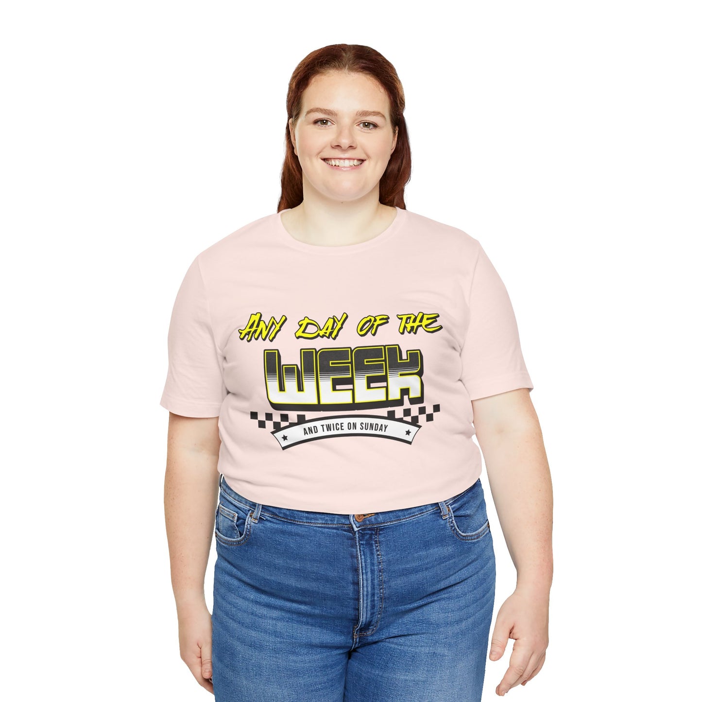 Sunday Vibes T-Shirt mit „Jeder Tag der Woche und zweimal an einem Sonntag“