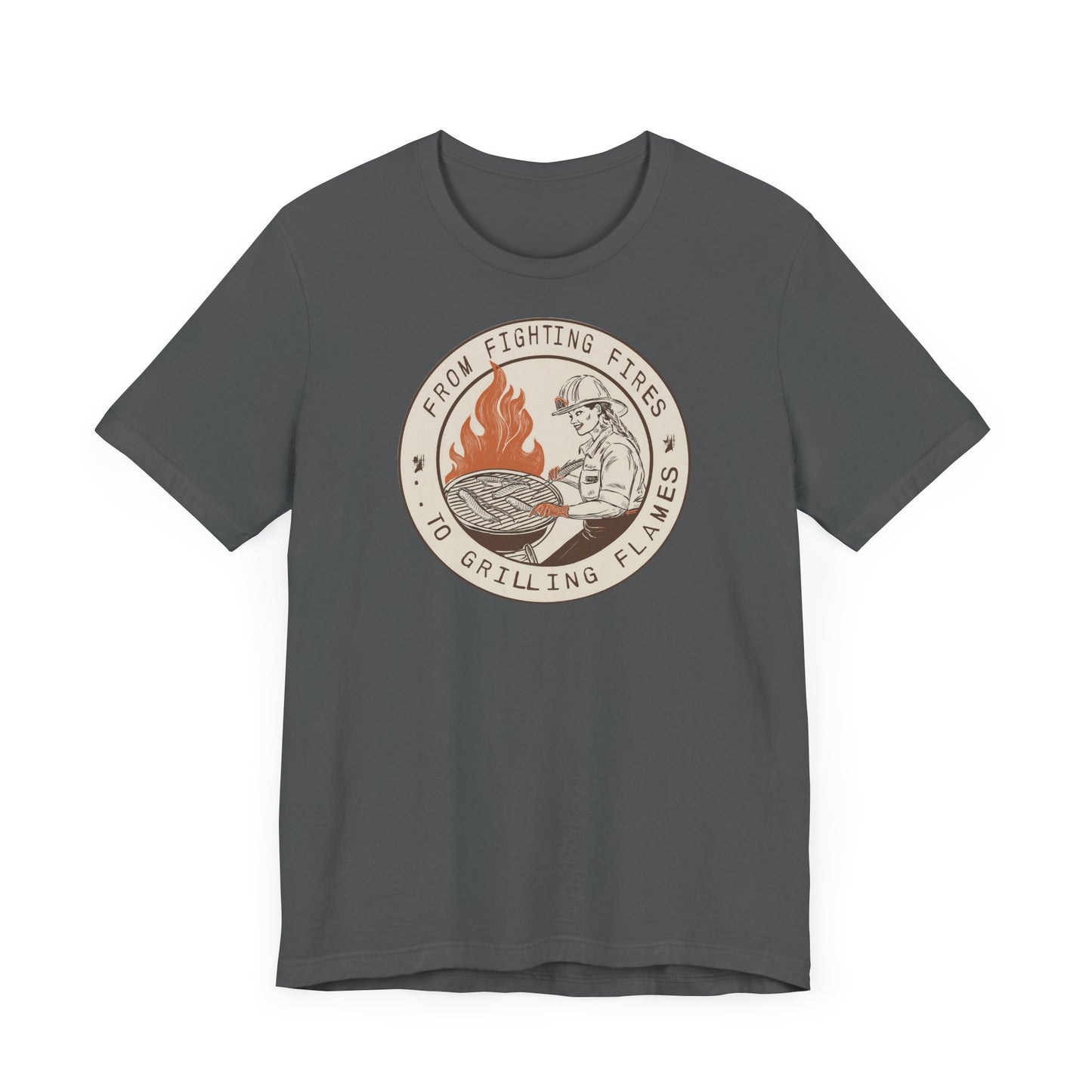 T-shirt à manches courtes Firefighter Grilling – De la lutte contre les incendies aux flammes des grillades