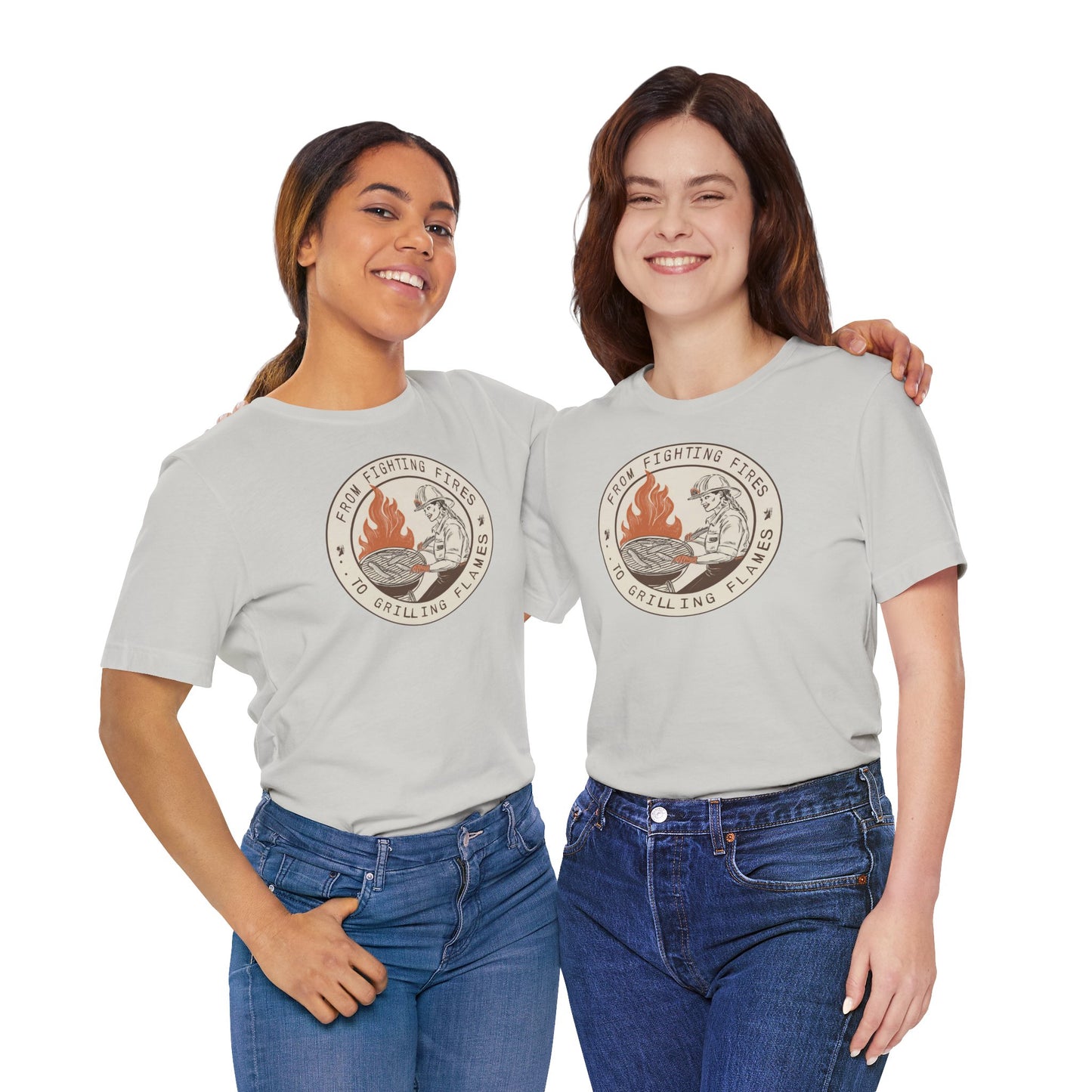 T-shirt à manches courtes Firefighter Grilling – De la lutte contre les incendies aux flammes des grillades