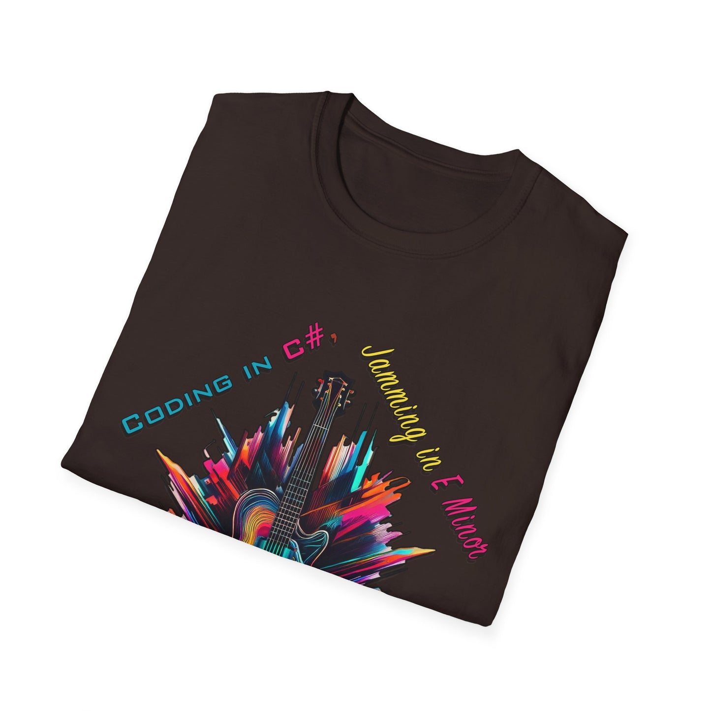 Unisex-T-Shirt für Musikliebhaber mit Gitarre – Coding in C#, Jamming in E-Moll-Design