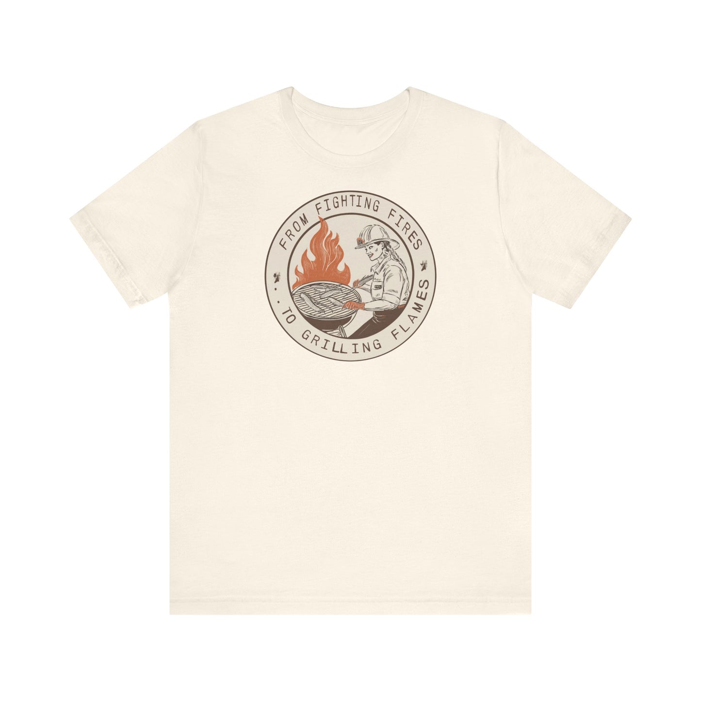 T-shirt à manches courtes Firefighter Grilling – De la lutte contre les incendies aux flammes des grillades