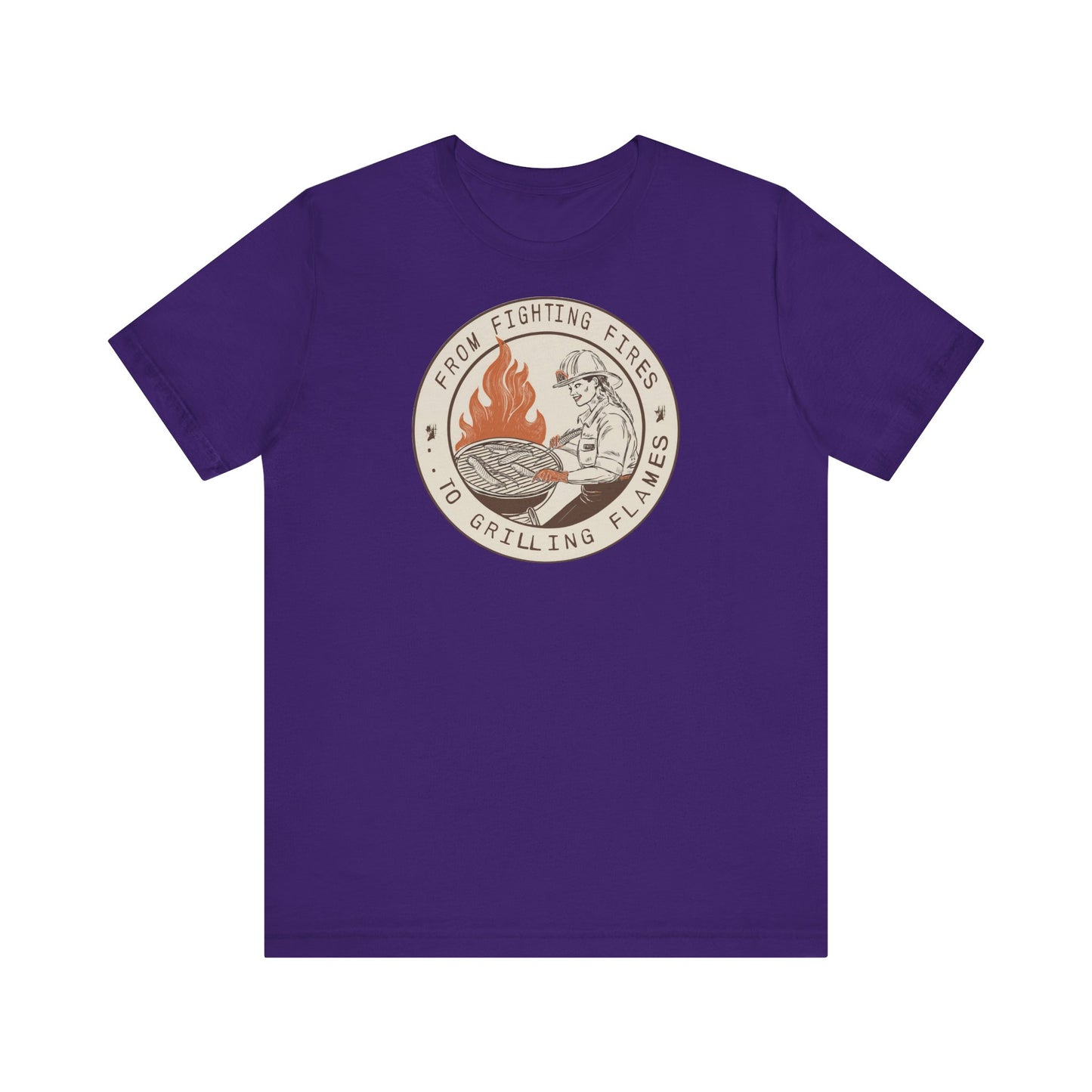 T-shirt à manches courtes Firefighter Grilling – De la lutte contre les incendies aux flammes des grillades