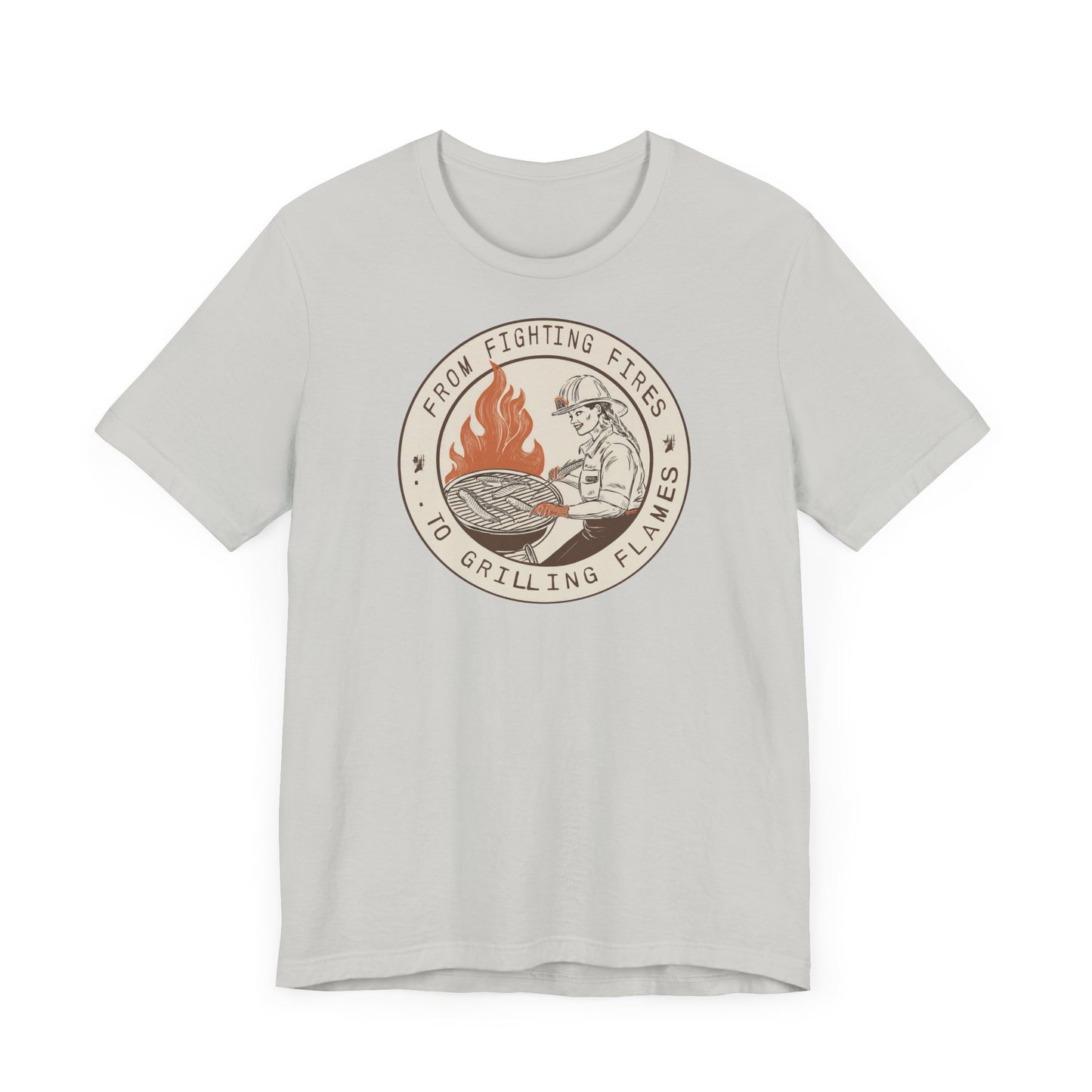 T-shirt à manches courtes Firefighter Grilling – De la lutte contre les incendies aux flammes des grillades