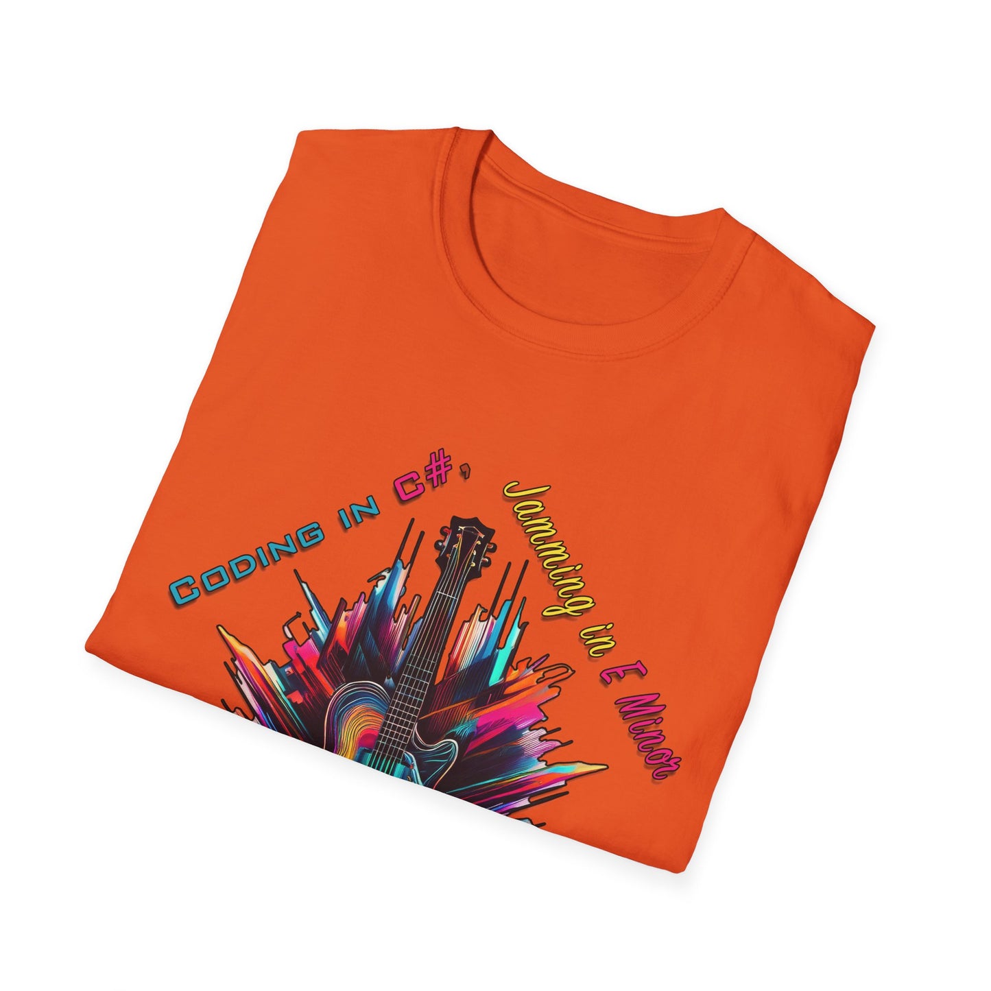 Unisex-T-Shirt für Musikliebhaber mit Gitarre – Coding in C#, Jamming in E-Moll-Design