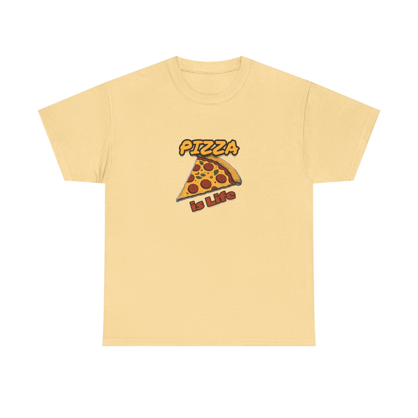 Pizza is Life Unisex-T-Shirt aus schwerer Baumwolle – lustiges und bequemes T-Shirt für Feinschmecker