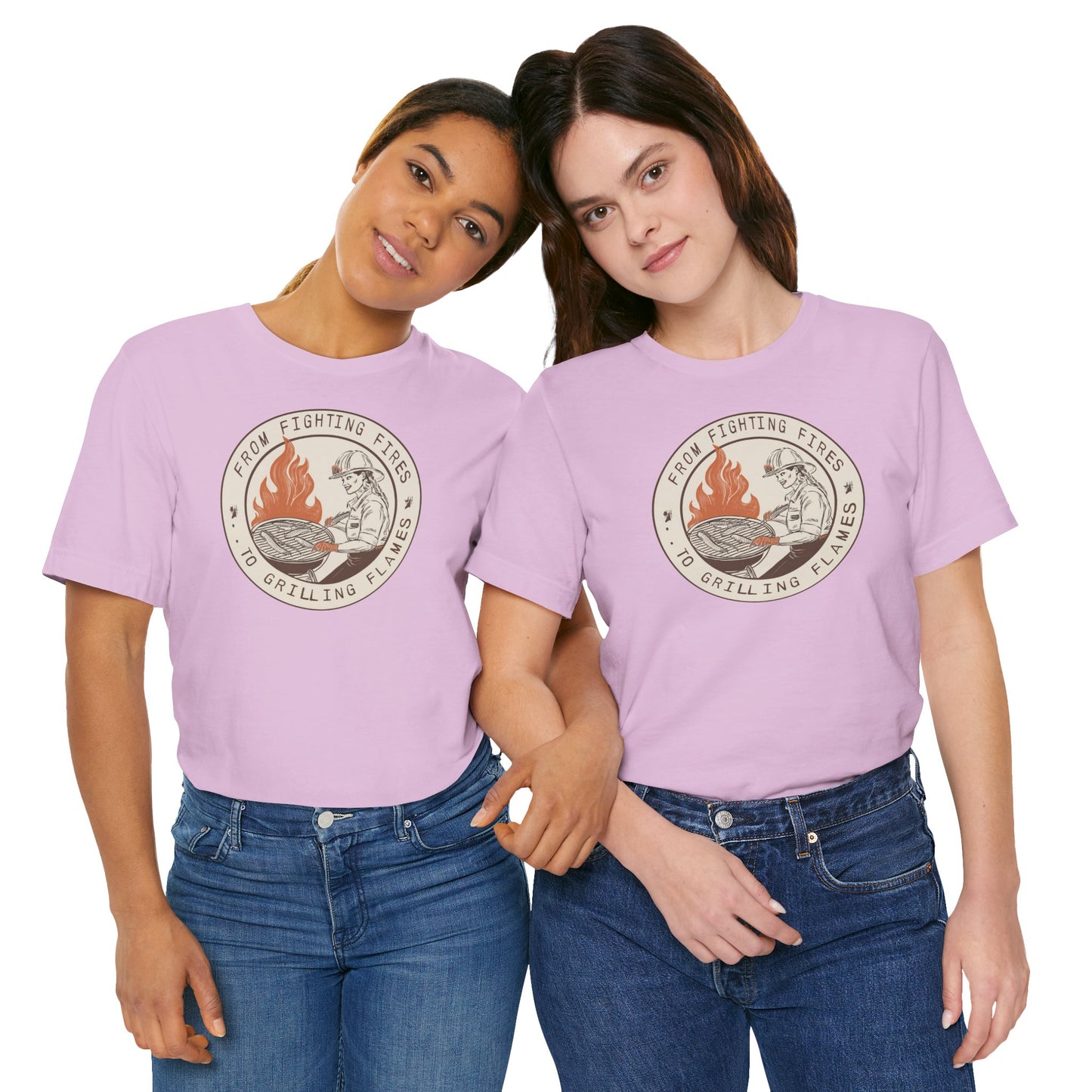 T-shirt à manches courtes Firefighter Grilling – De la lutte contre les incendies aux flammes des grillades