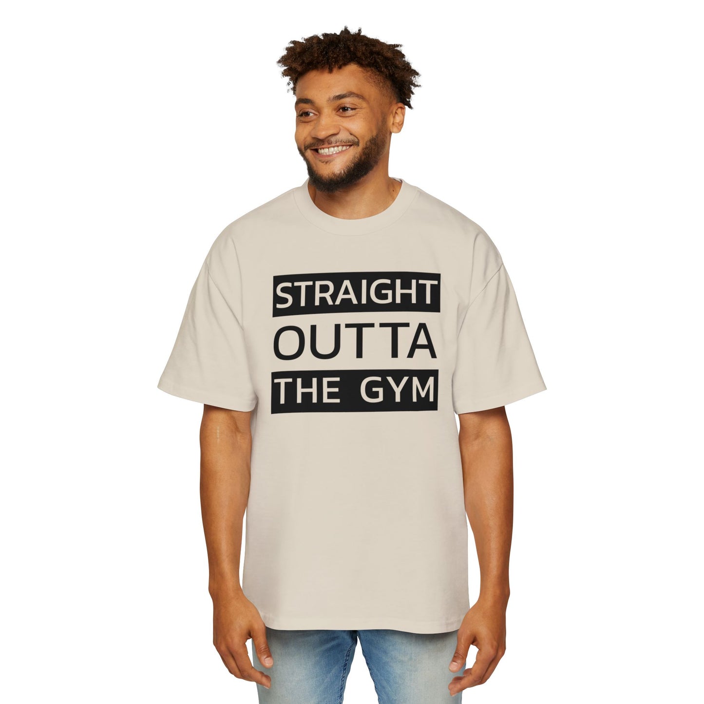 Men's Heavy Oversized Tee - Straight Outta the Gym Motivational T-Shirt