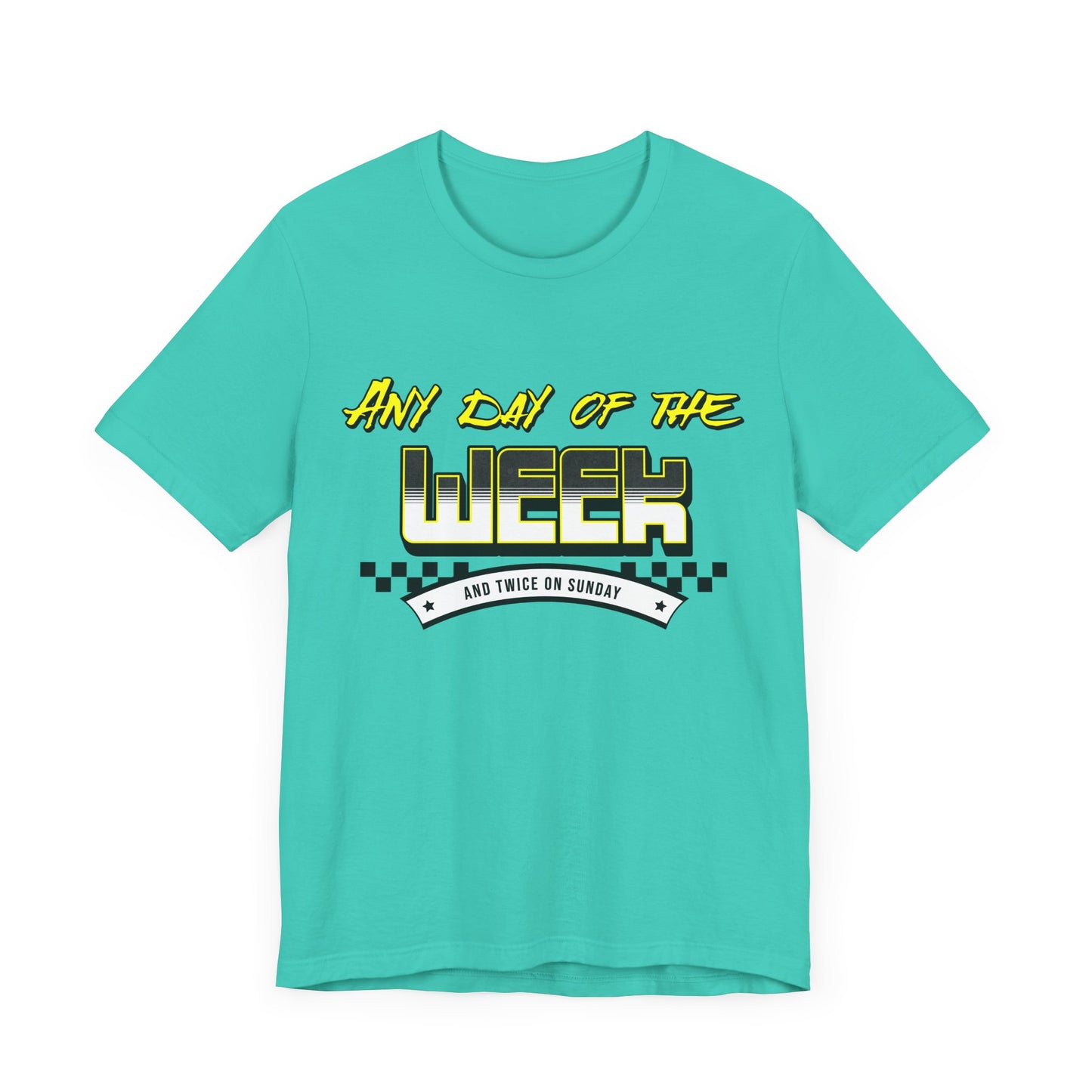 Sunday Vibes T-Shirt mit „Jeder Tag der Woche und zweimal an einem Sonntag“