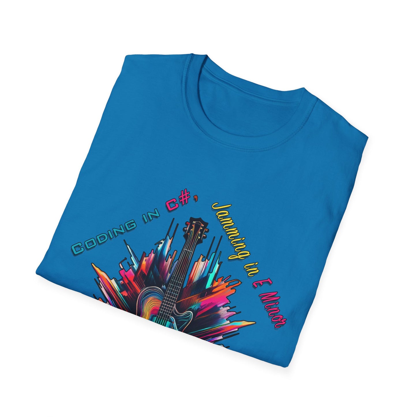 Unisex-T-Shirt für Musikliebhaber mit Gitarre – Coding in C#, Jamming in E-Moll-Design