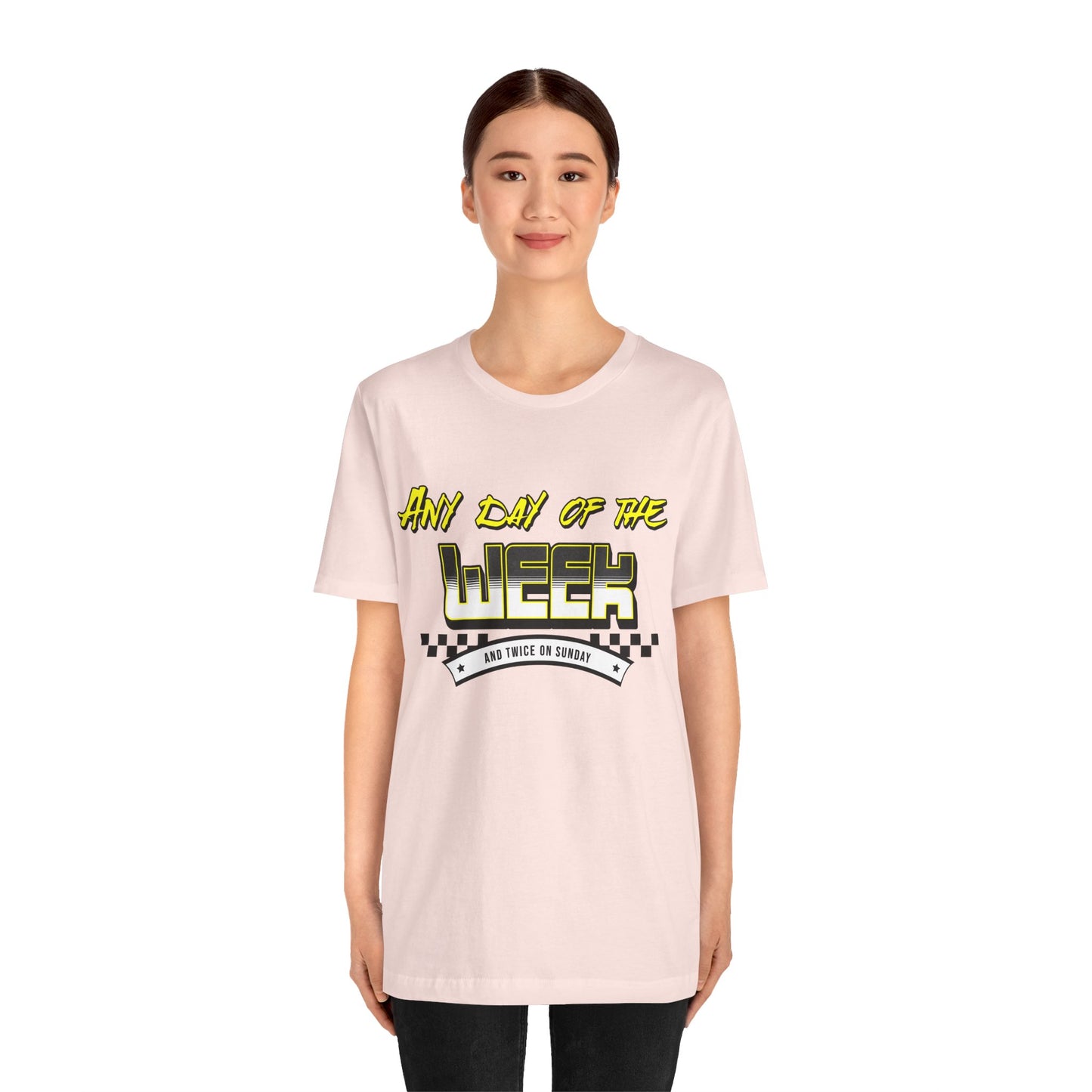 Sunday Vibes T-Shirt mit „Jeder Tag der Woche und zweimal an einem Sonntag“