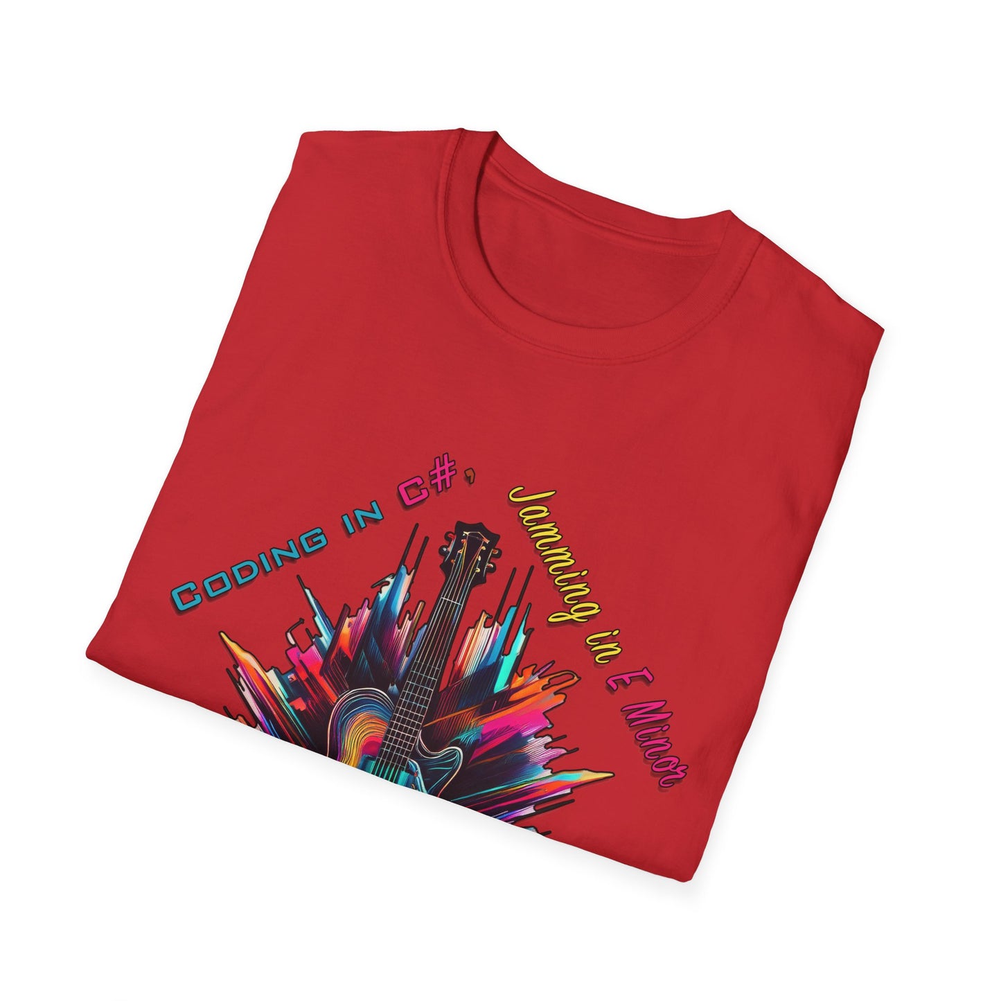 Unisex-T-Shirt für Musikliebhaber mit Gitarre – Coding in C#, Jamming in E-Moll-Design