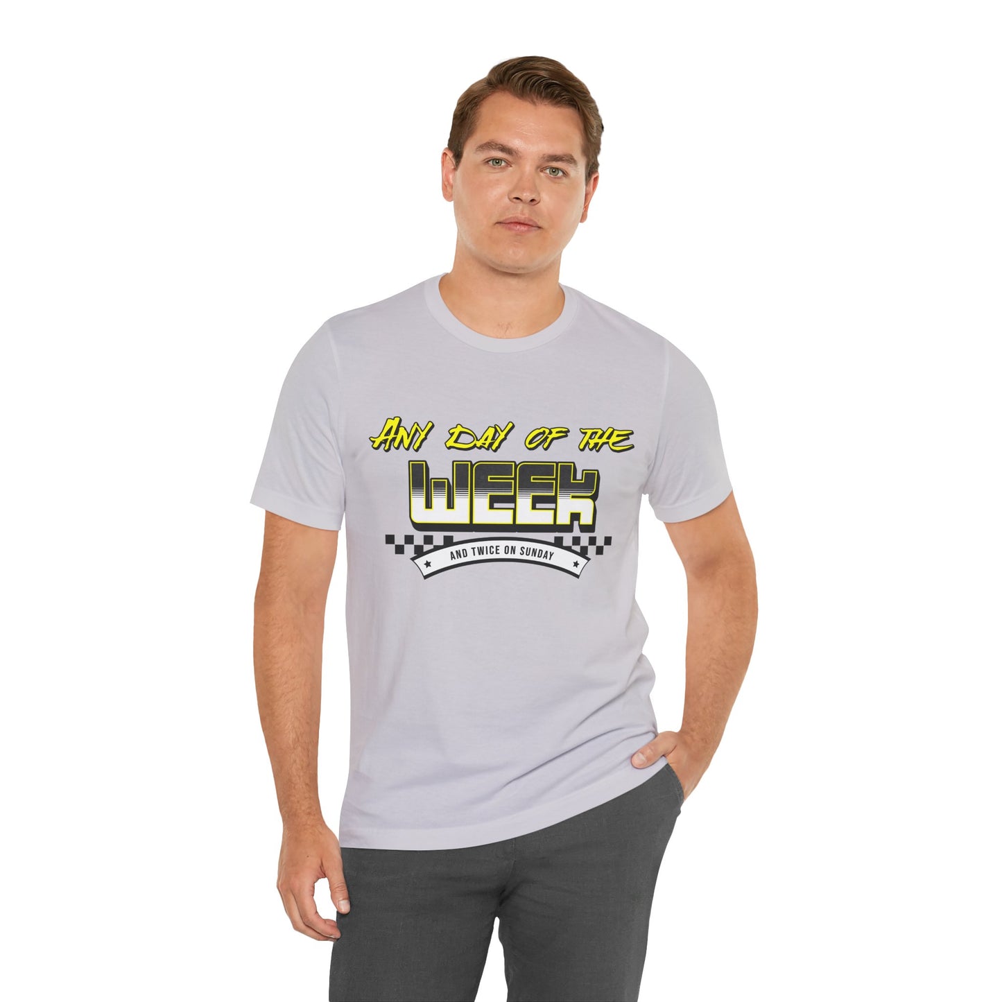 Sunday Vibes T-Shirt mit „Jeder Tag der Woche und zweimal an einem Sonntag“