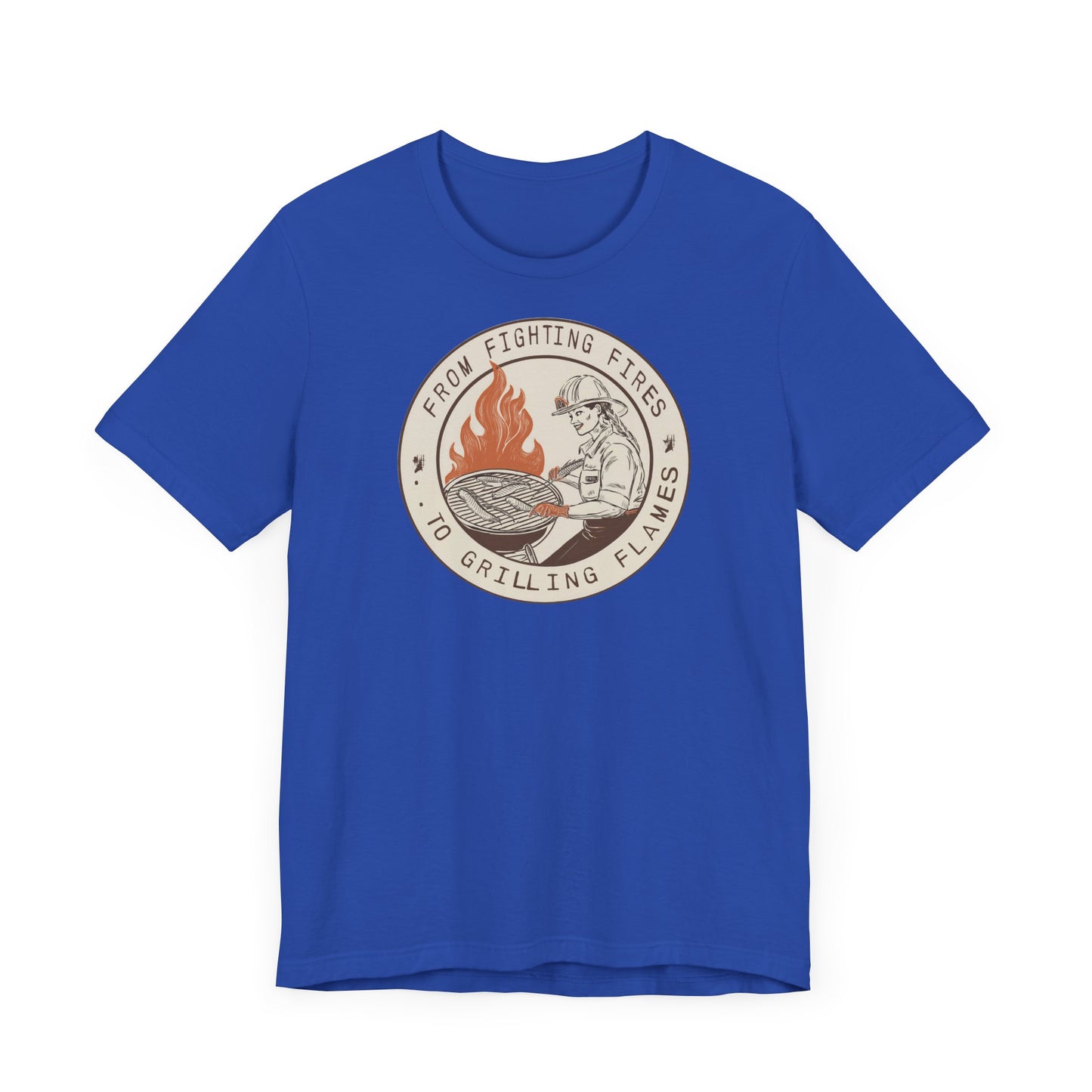 T-shirt à manches courtes Firefighter Grilling – De la lutte contre les incendies aux flammes des grillades