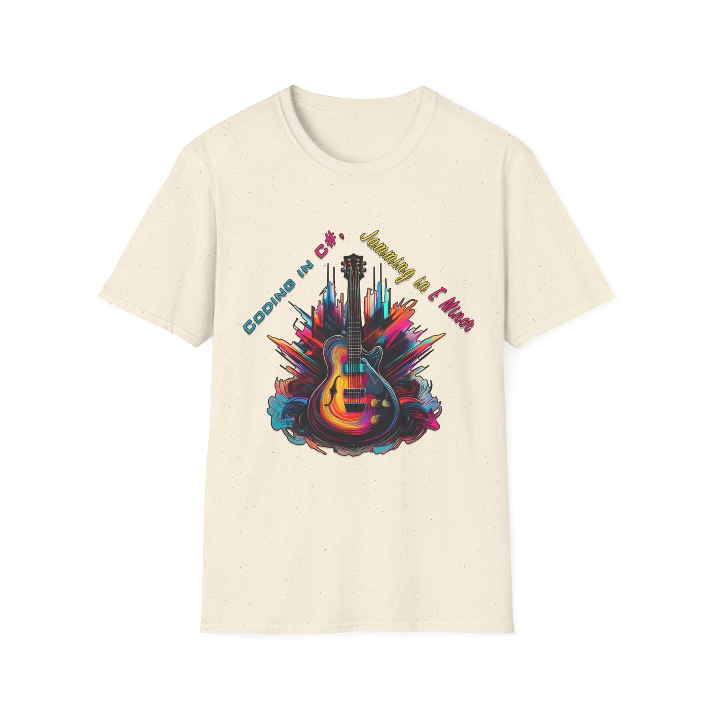 Unisex-T-Shirt für Musikliebhaber mit Gitarre – Coding in C#, Jamming in E-Moll-Design