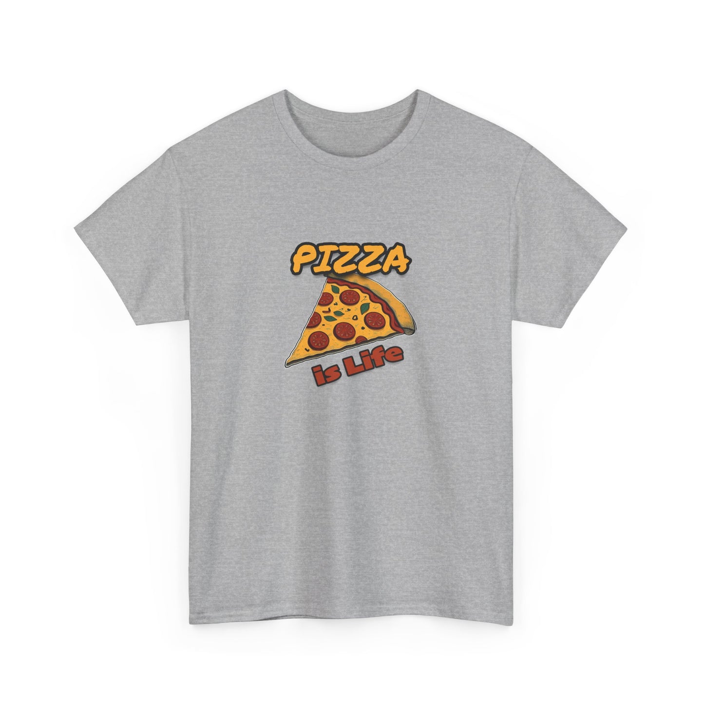 Pizza is Life Unisex-T-Shirt aus schwerer Baumwolle – lustiges und bequemes T-Shirt für Feinschmecker