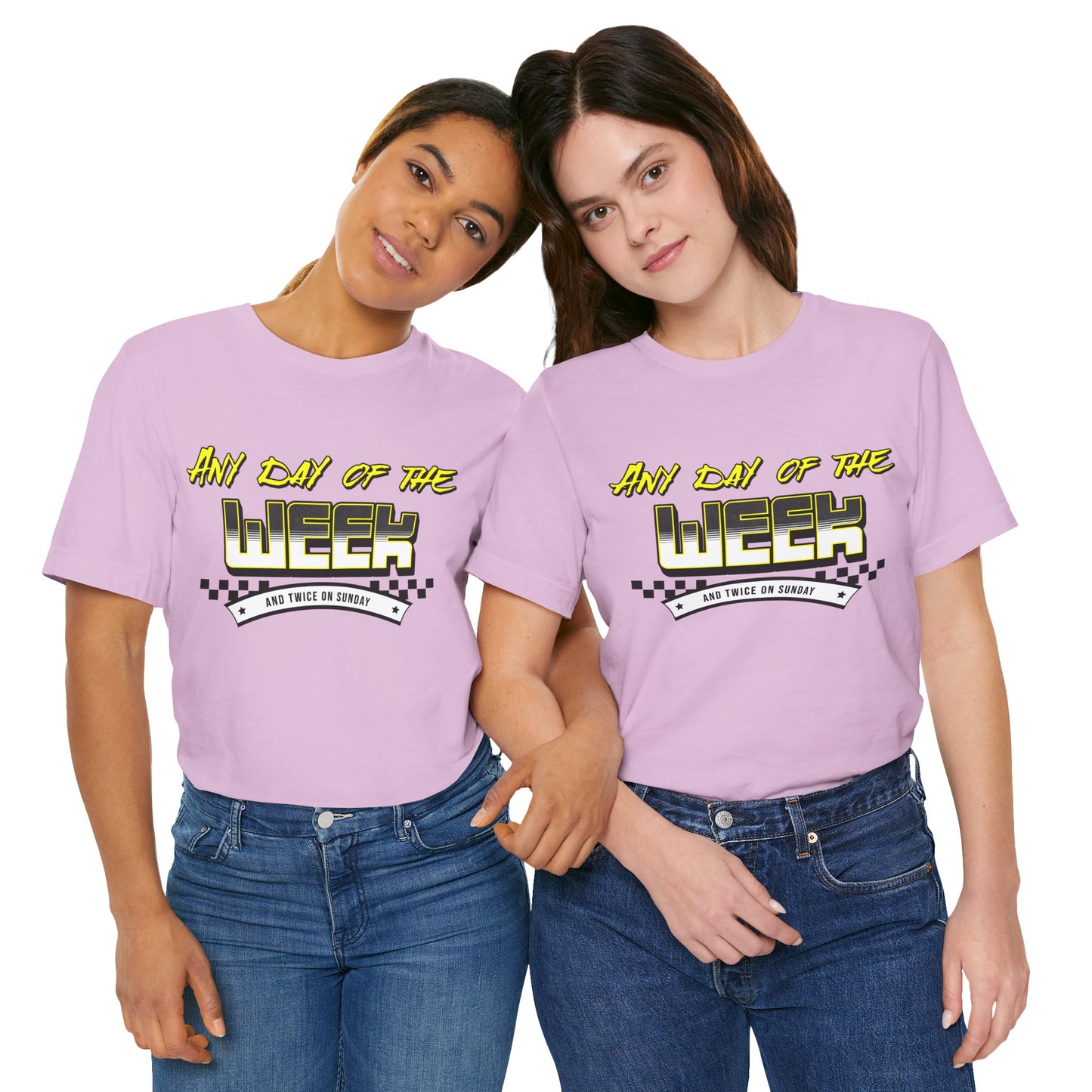 Sunday Vibes T-Shirt mit „Jeder Tag der Woche und zweimal an einem Sonntag“