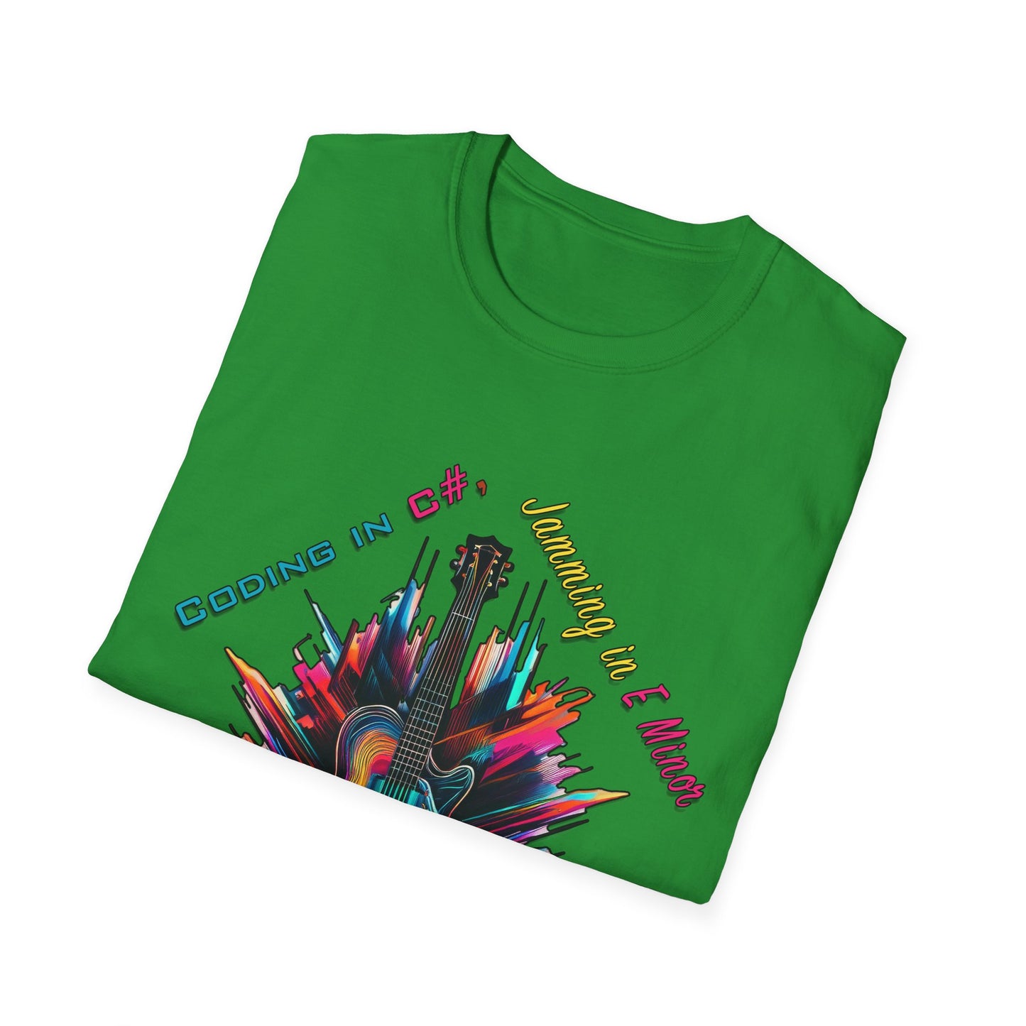 Unisex-T-Shirt für Musikliebhaber mit Gitarre – Coding in C#, Jamming in E-Moll-Design