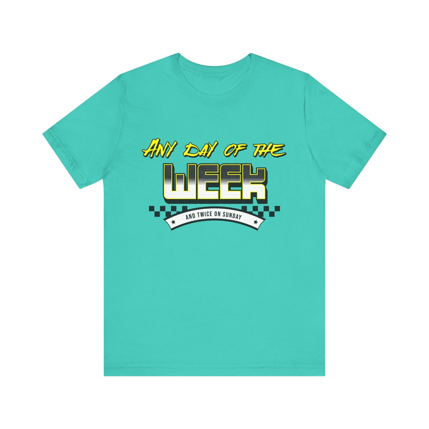 Sunday Vibes T-Shirt mit „Jeder Tag der Woche und zweimal an einem Sonntag“