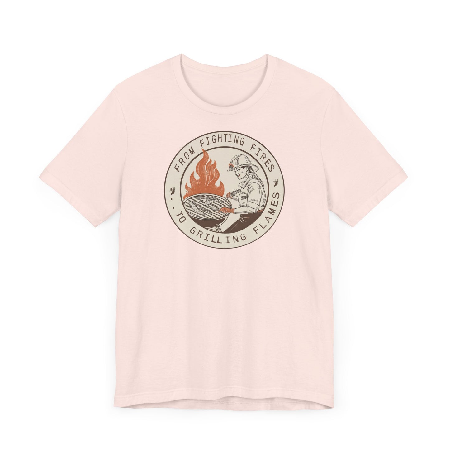 T-shirt à manches courtes Firefighter Grilling – De la lutte contre les incendies aux flammes des grillades