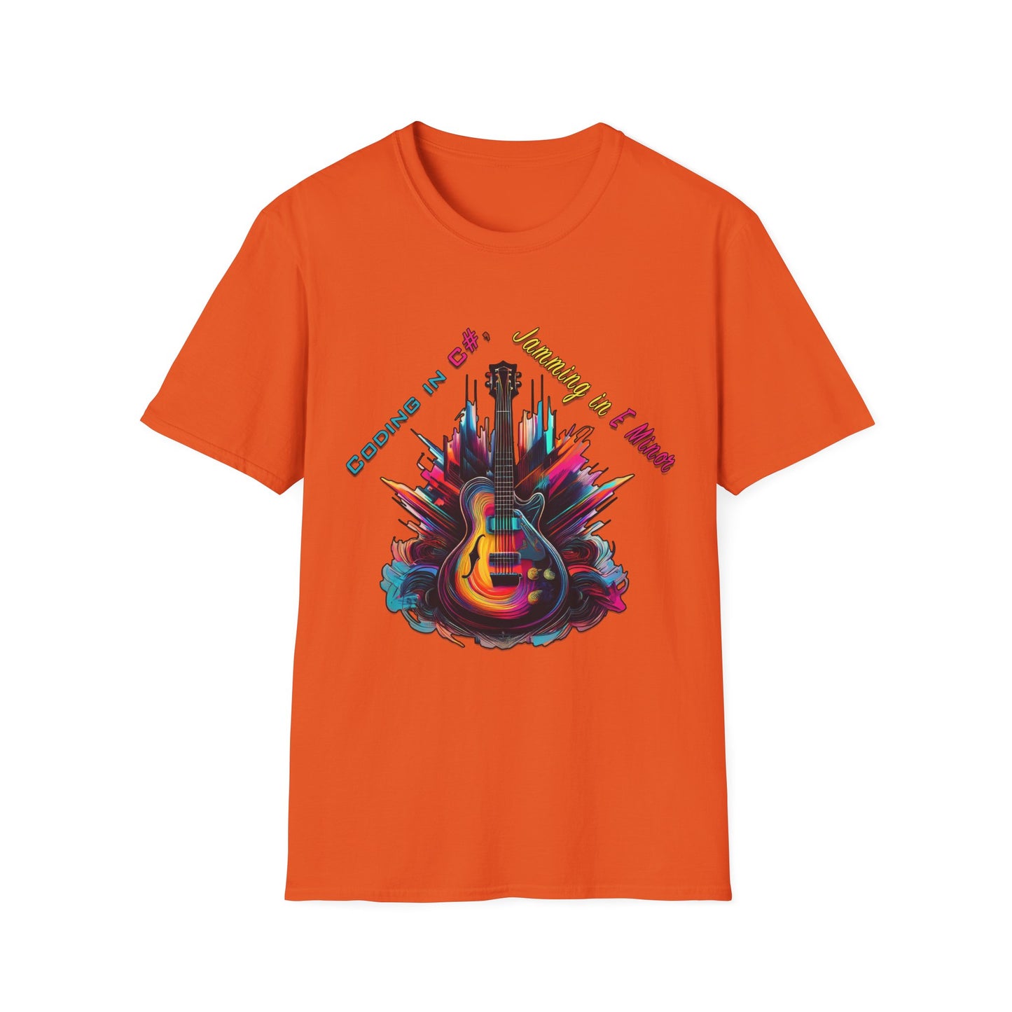 Unisex-T-Shirt für Musikliebhaber mit Gitarre – Coding in C#, Jamming in E-Moll-Design