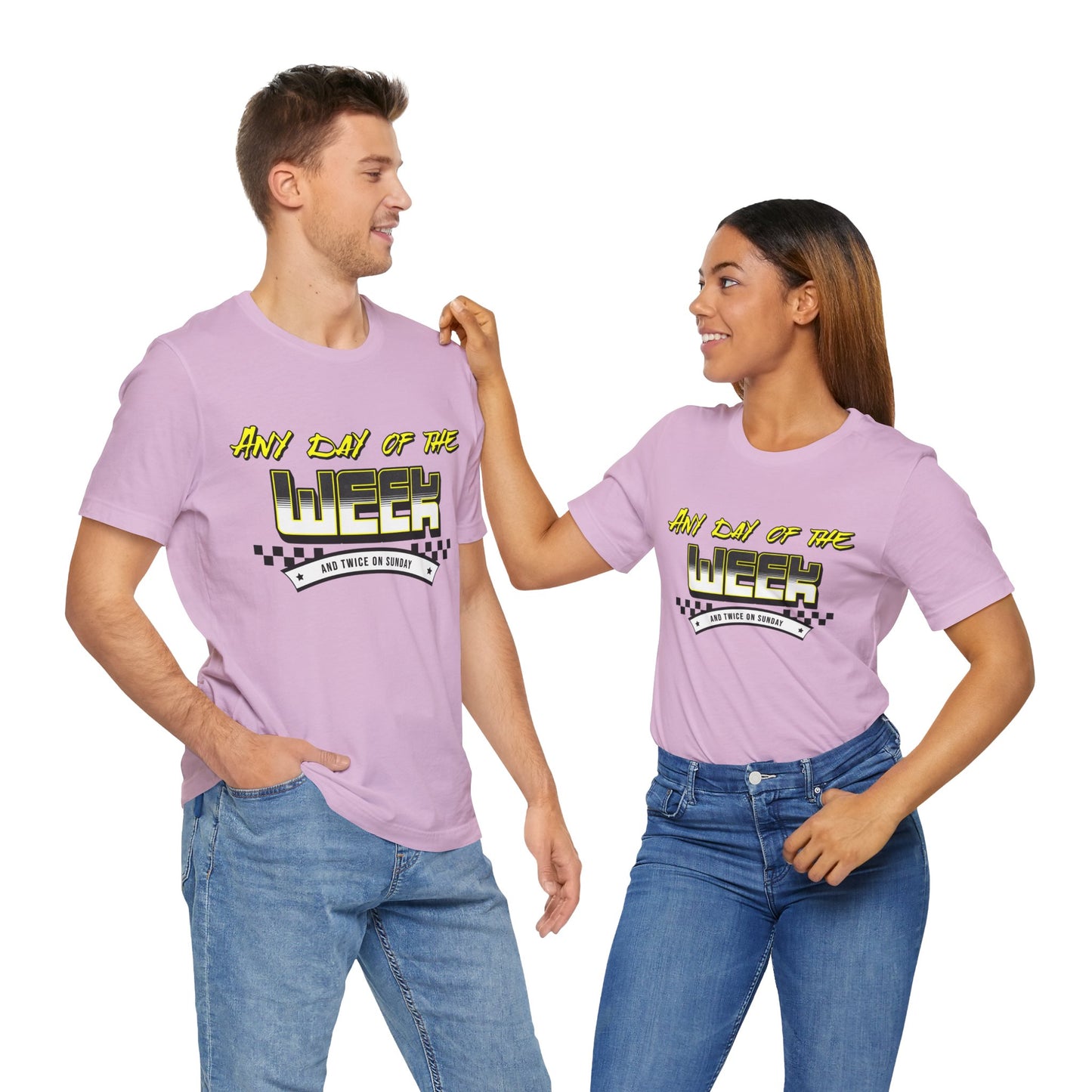 Sunday Vibes T-Shirt mit „Jeder Tag der Woche und zweimal an einem Sonntag“