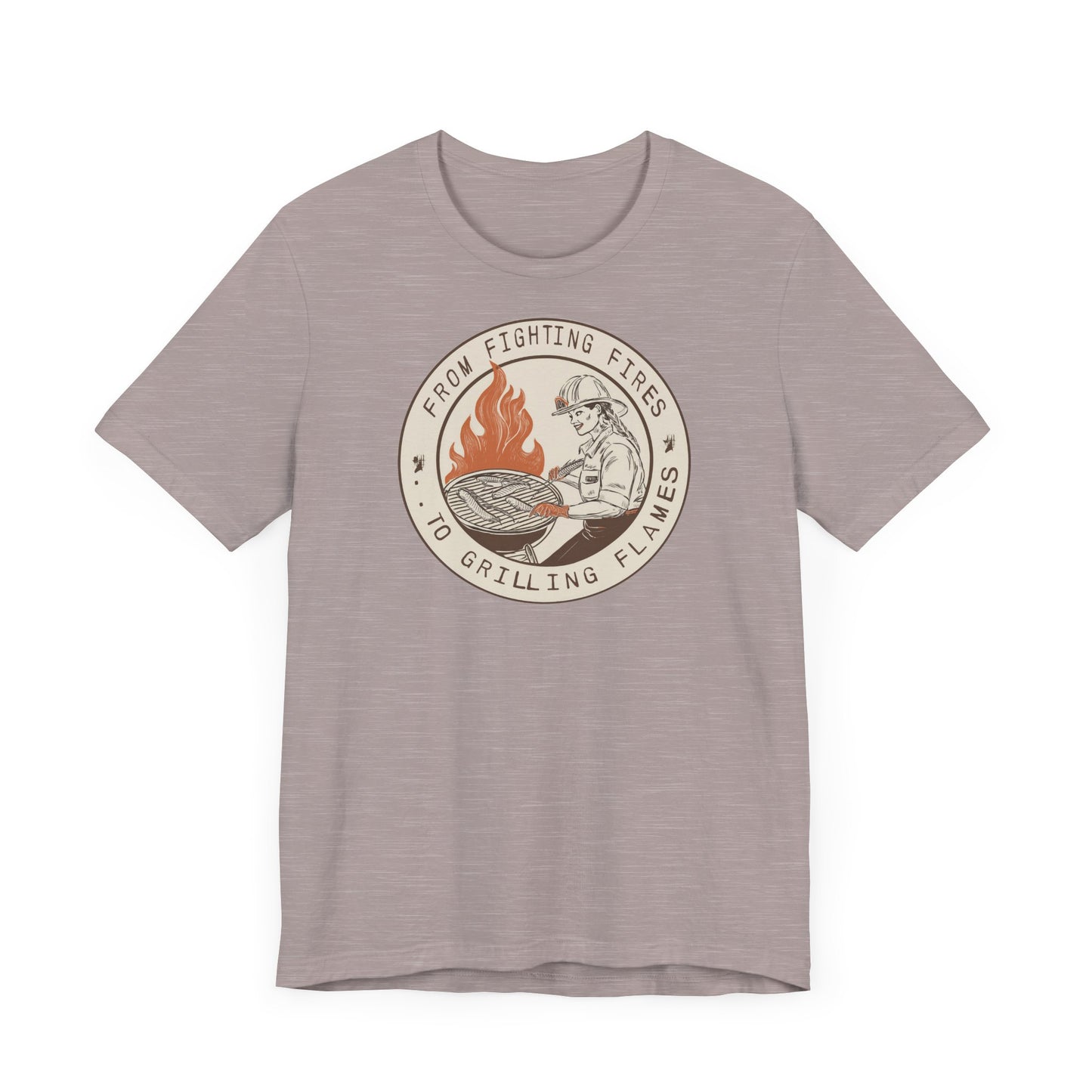 T-shirt à manches courtes Firefighter Grilling – De la lutte contre les incendies aux flammes des grillades