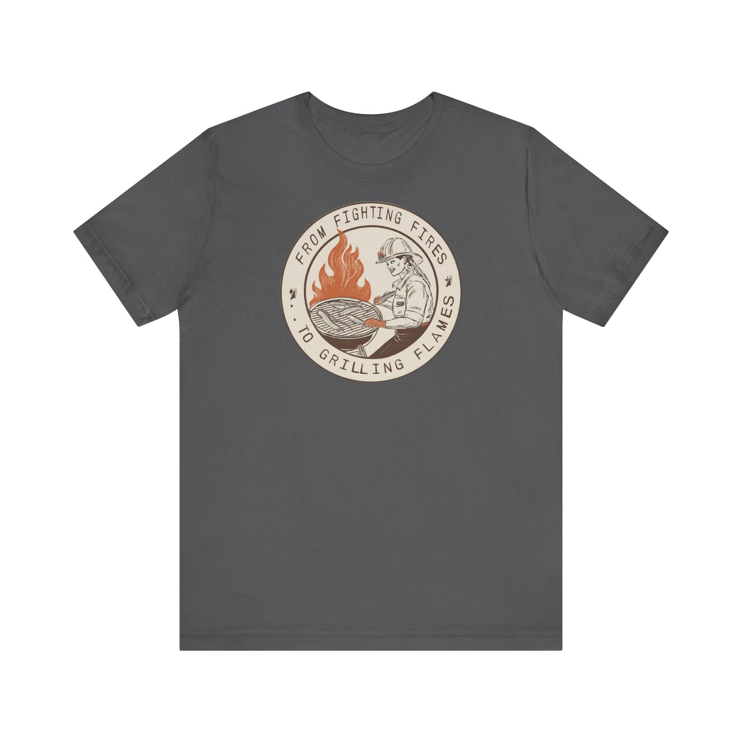 T-shirt à manches courtes Firefighter Grilling – De la lutte contre les incendies aux flammes des grillades