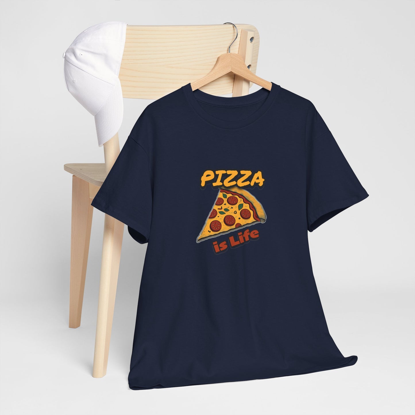 Pizza is Life Unisex-T-Shirt aus schwerer Baumwolle – lustiges und bequemes T-Shirt für Feinschmecker