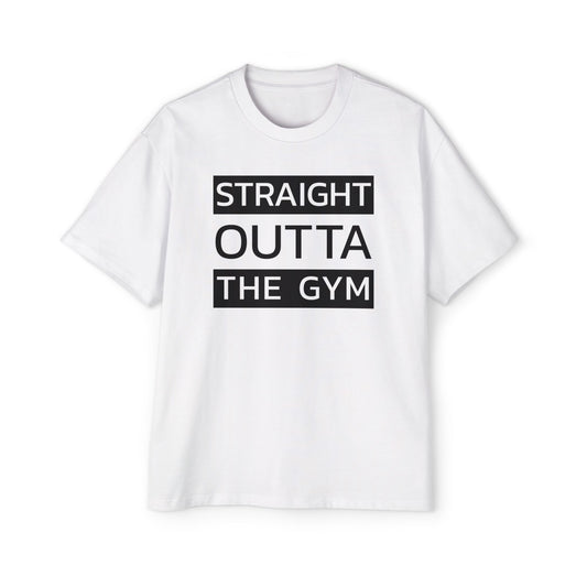 T-shirt surdimensionné épais pour hommes - T-shirt de motivation Straight Outta the Gym