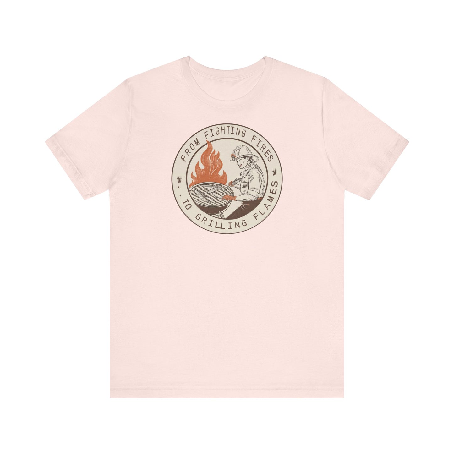 T-shirt à manches courtes Firefighter Grilling – De la lutte contre les incendies aux flammes des grillades