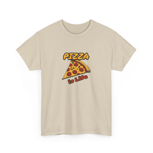 Pizza is Life Unisex-T-Shirt aus schwerer Baumwolle – lustiges und bequemes T-Shirt für Feinschmecker