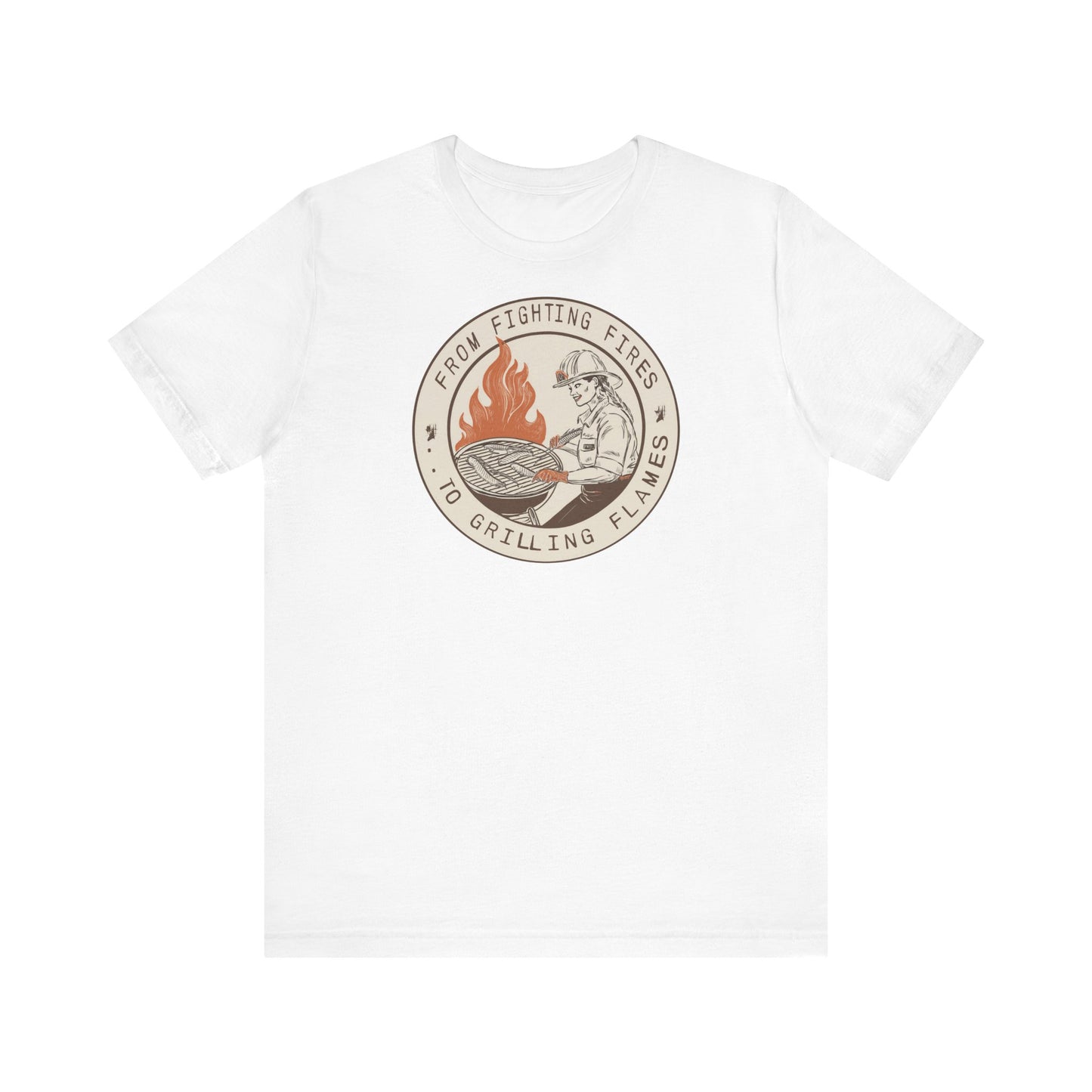 T-shirt à manches courtes Firefighter Grilling – De la lutte contre les incendies aux flammes des grillades