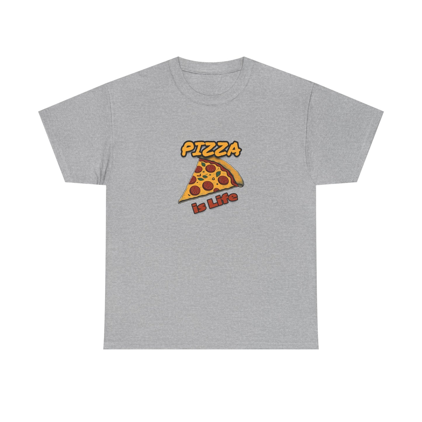 Pizza is Life Unisex-T-Shirt aus schwerer Baumwolle – lustiges und bequemes T-Shirt für Feinschmecker
