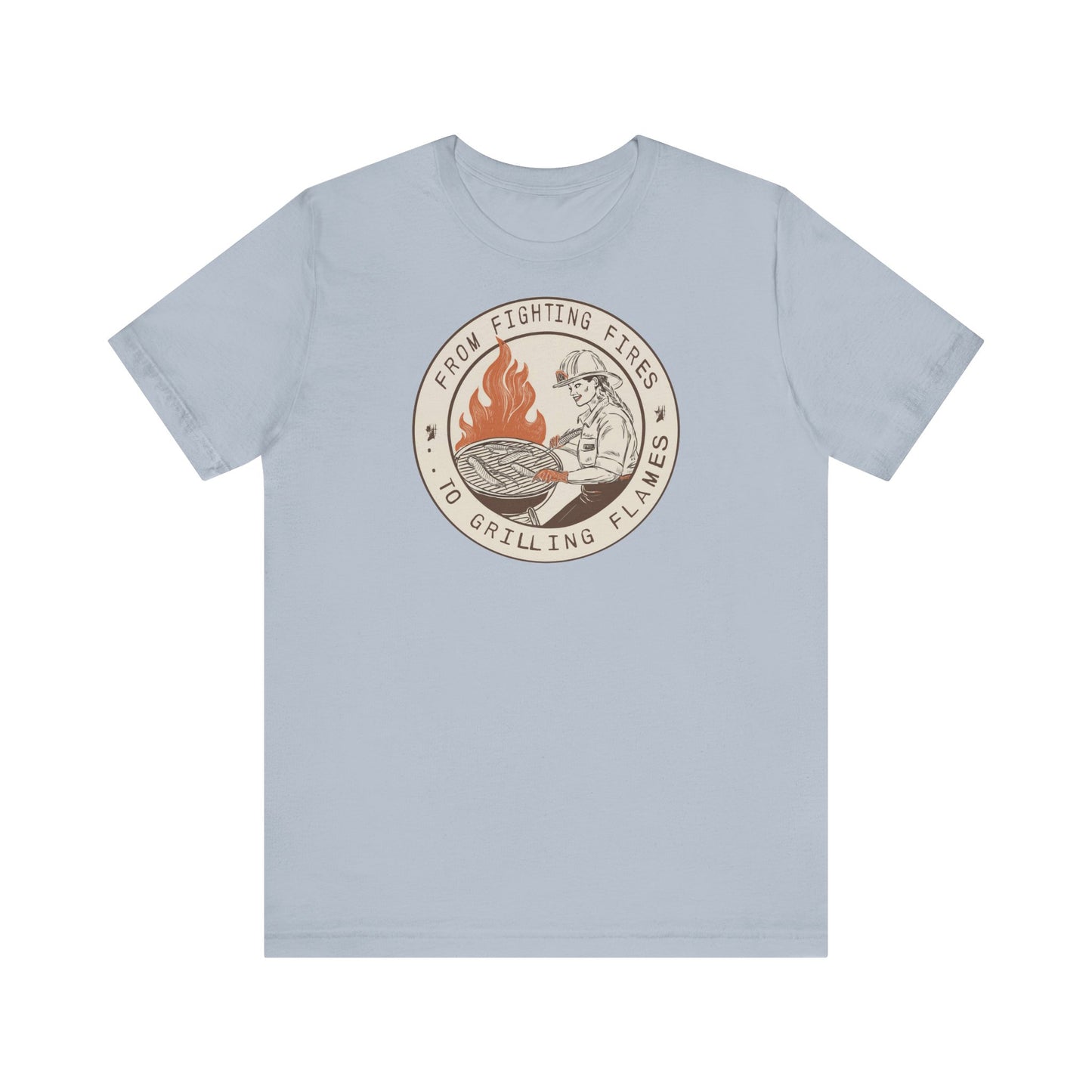 T-shirt à manches courtes Firefighter Grilling – De la lutte contre les incendies aux flammes des grillades