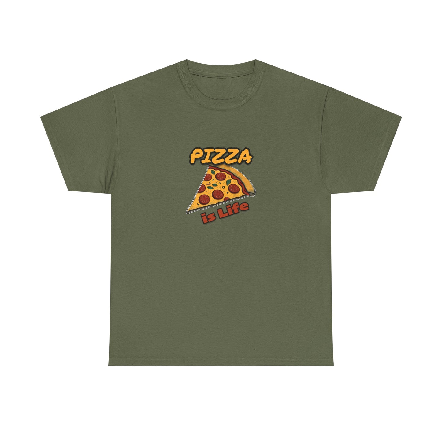 Pizza is Life Unisex-T-Shirt aus schwerer Baumwolle – lustiges und bequemes T-Shirt für Feinschmecker
