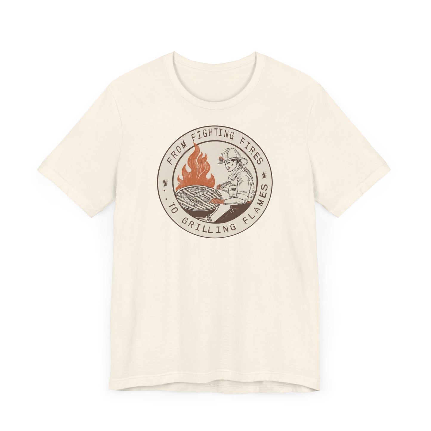 T-shirt à manches courtes Firefighter Grilling – De la lutte contre les incendies aux flammes des grillades