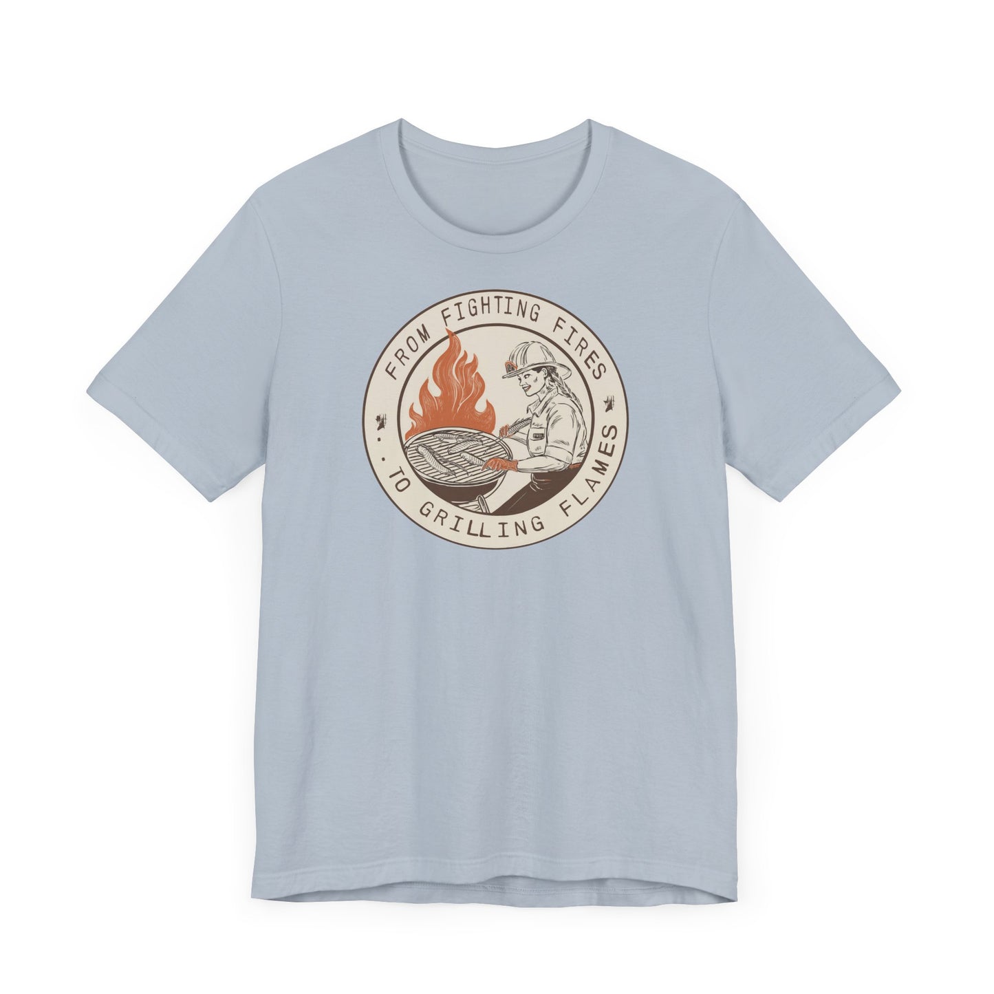 T-shirt à manches courtes Firefighter Grilling – De la lutte contre les incendies aux flammes des grillades