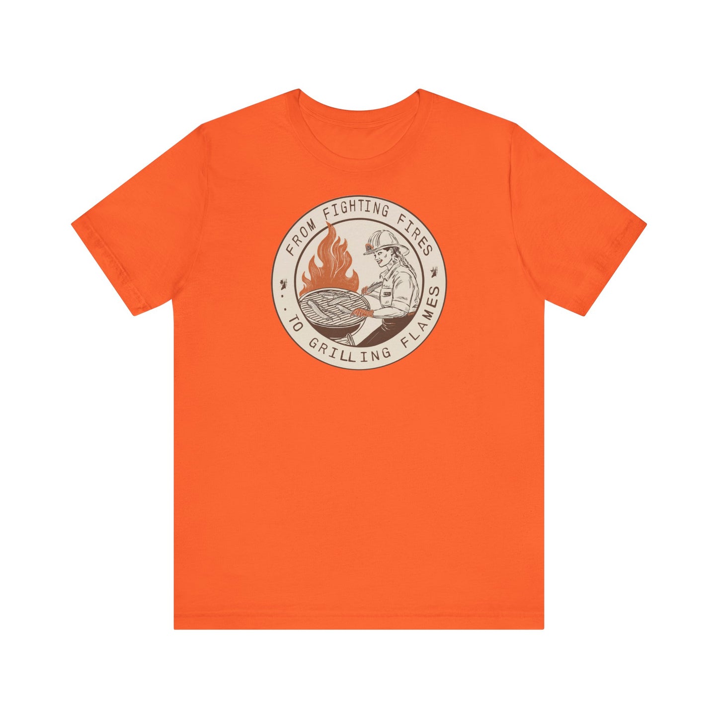 T-shirt à manches courtes Firefighter Grilling – De la lutte contre les incendies aux flammes des grillades