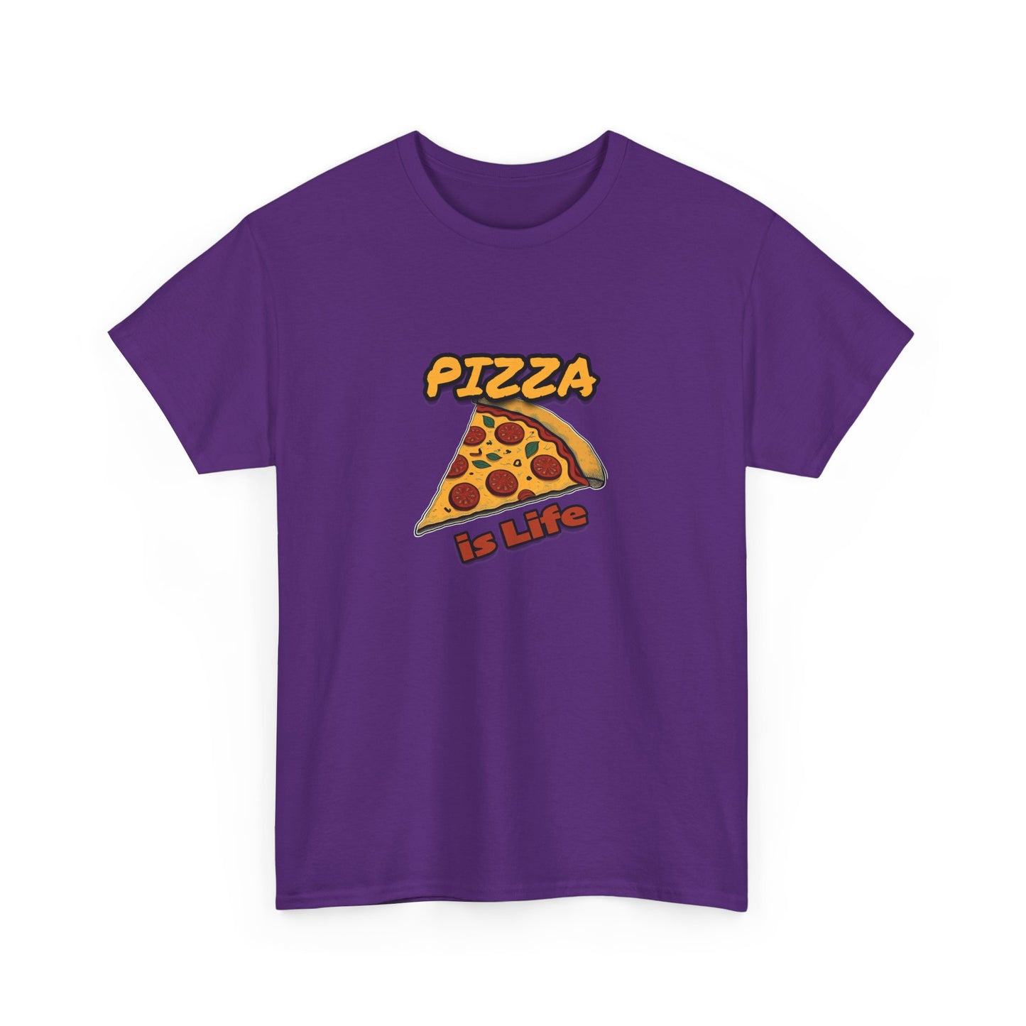 Pizza is Life Unisex-T-Shirt aus schwerer Baumwolle – lustiges und bequemes T-Shirt für Feinschmecker