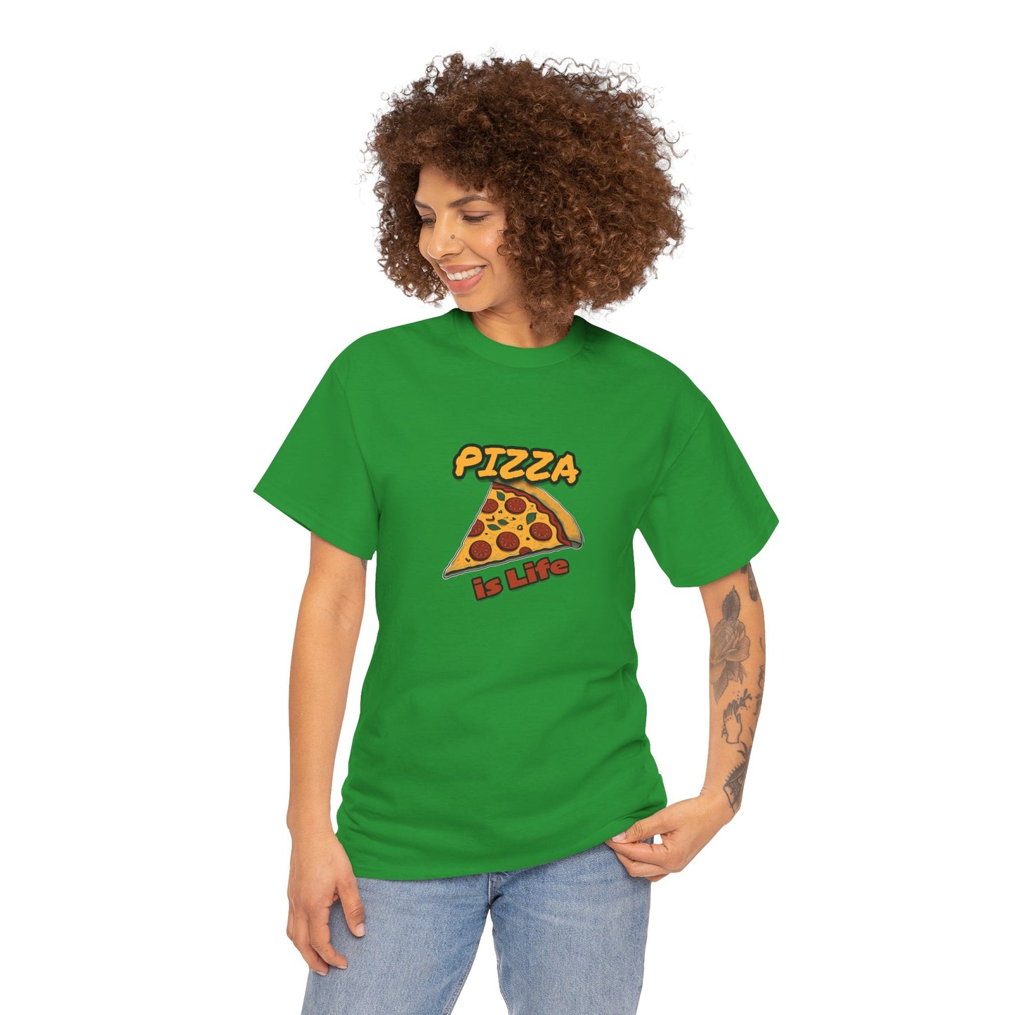 Pizza is Life Unisex-T-Shirt aus schwerer Baumwolle – lustiges und bequemes T-Shirt für Feinschmecker