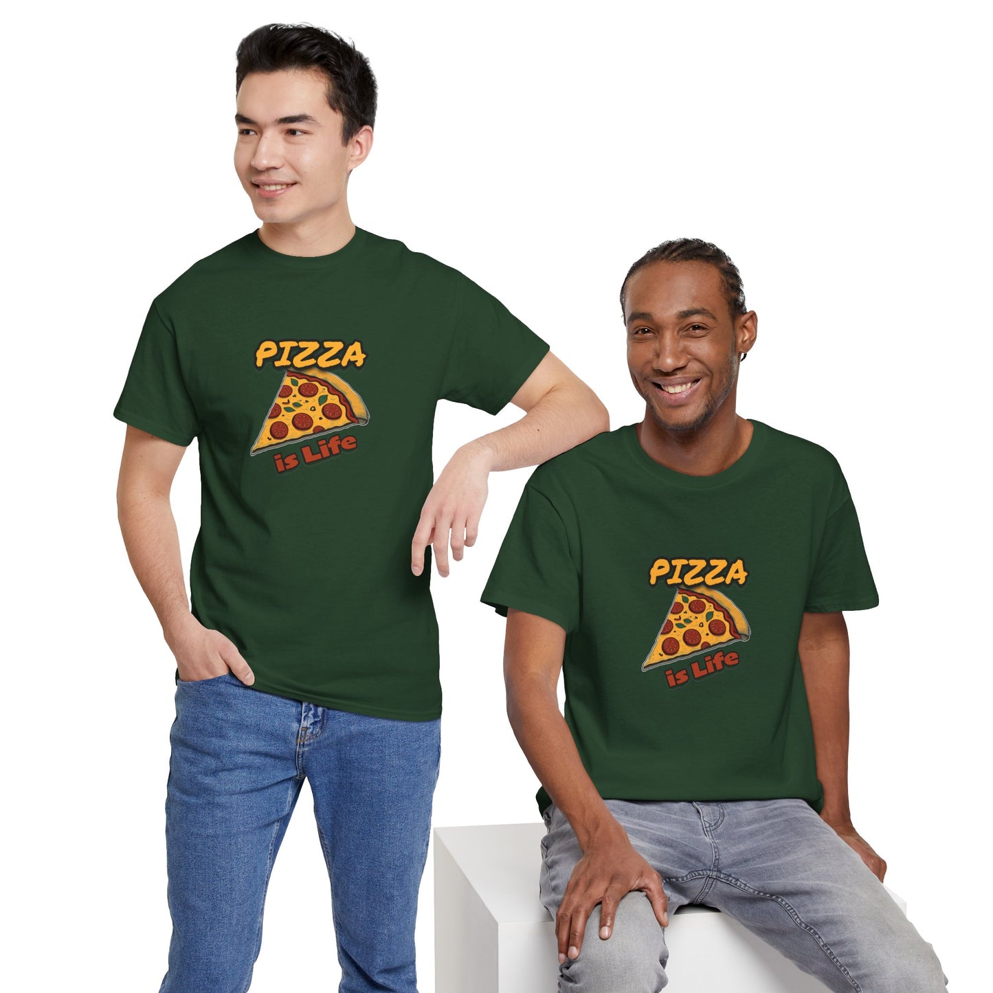 Pizza is Life Unisex-T-Shirt aus schwerer Baumwolle – lustiges und bequemes T-Shirt für Feinschmecker