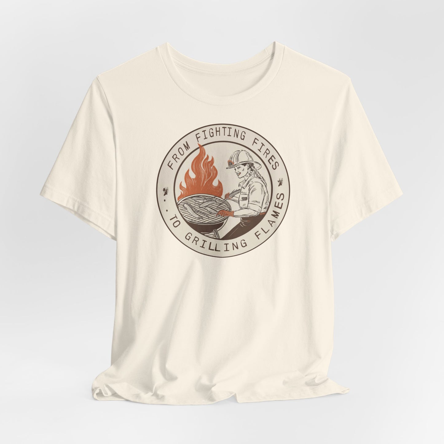 T-shirt à manches courtes Firefighter Grilling – De la lutte contre les incendies aux flammes des grillades