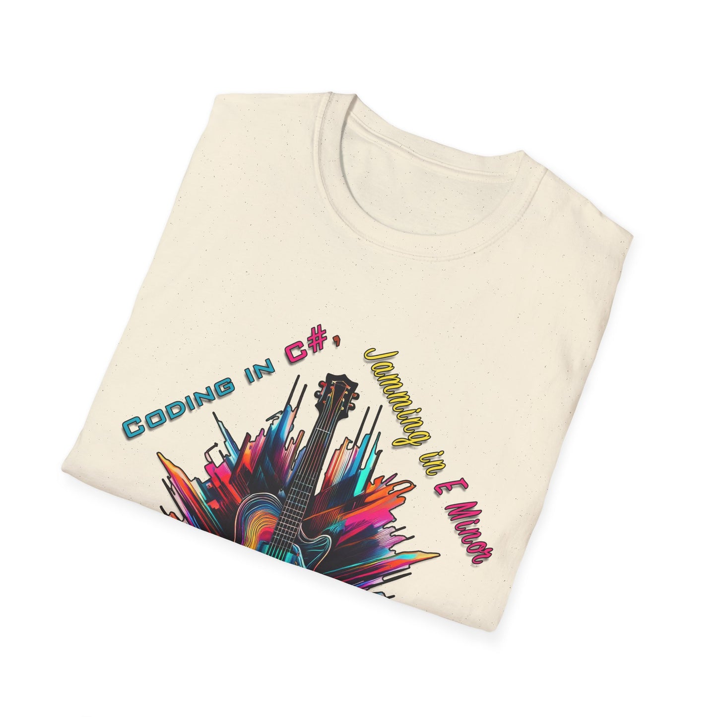 Unisex-T-Shirt für Musikliebhaber mit Gitarre – Coding in C#, Jamming in E-Moll-Design