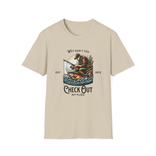 T-Shirt mit Grafik für Fischer – „Check Out My Flies“ Outdoor-T-Shirt
