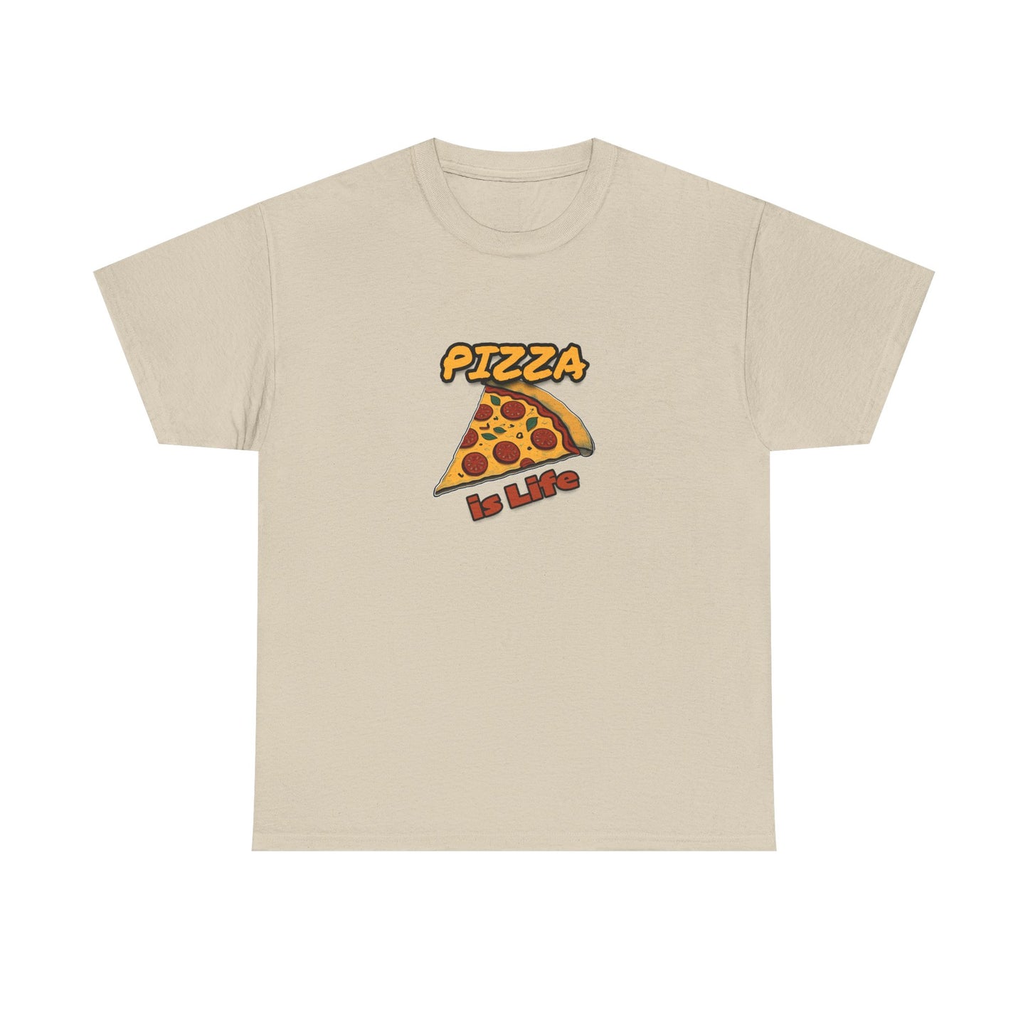 Pizza is Life Unisex-T-Shirt aus schwerer Baumwolle – lustiges und bequemes T-Shirt für Feinschmecker