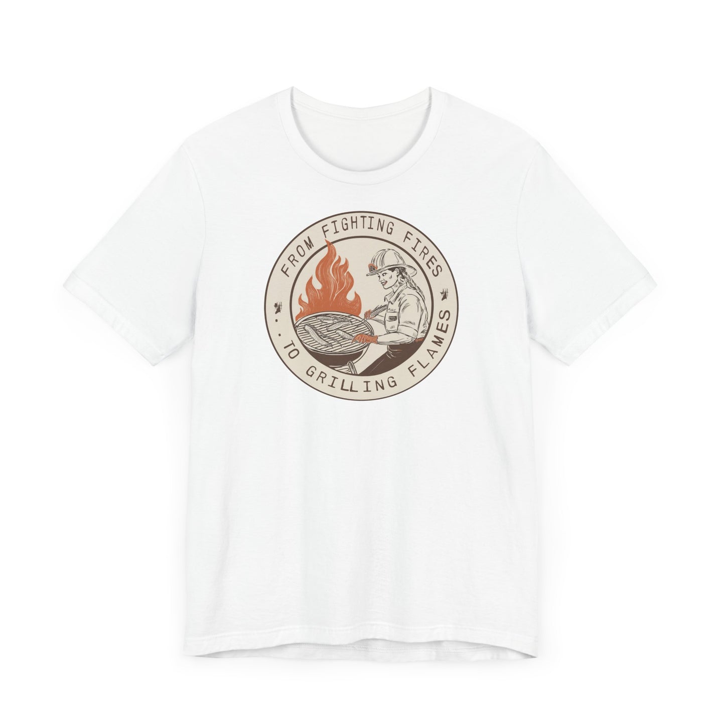 T-shirt à manches courtes Firefighter Grilling – De la lutte contre les incendies aux flammes des grillades