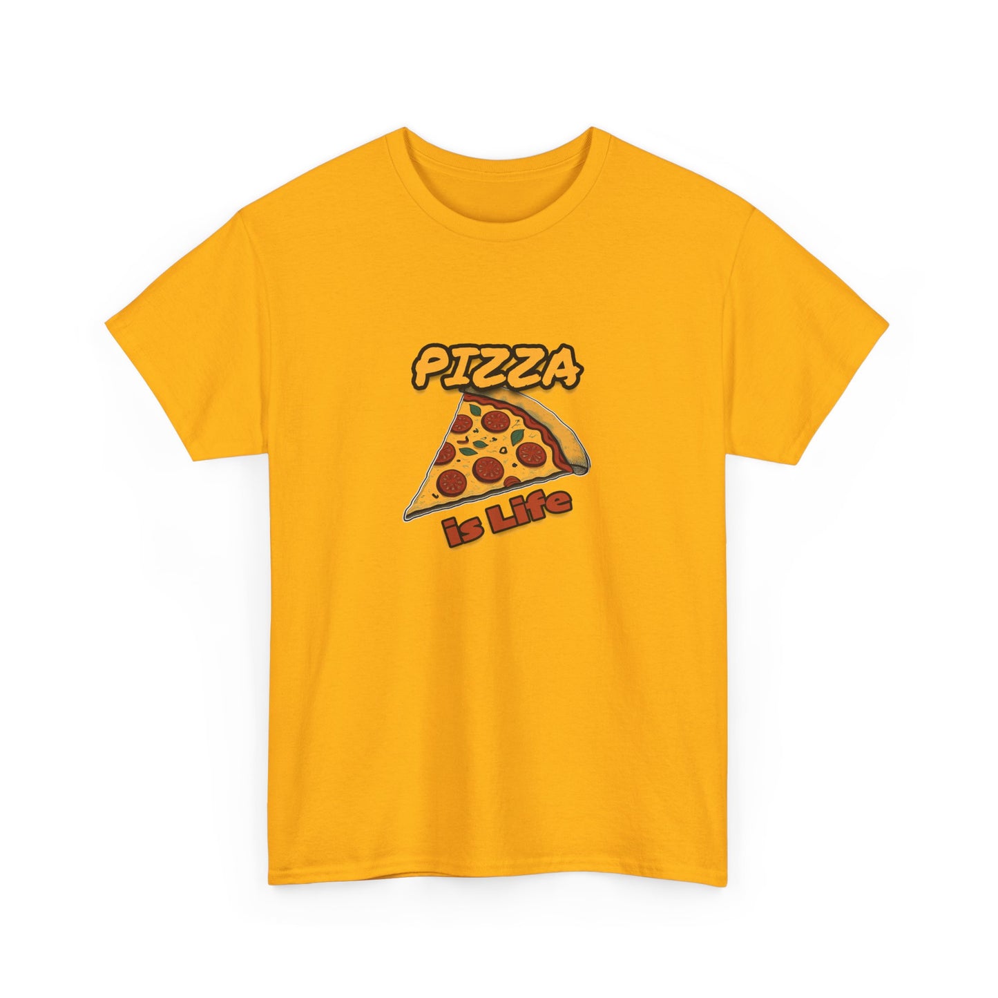 Pizza is Life Unisex-T-Shirt aus schwerer Baumwolle – lustiges und bequemes T-Shirt für Feinschmecker