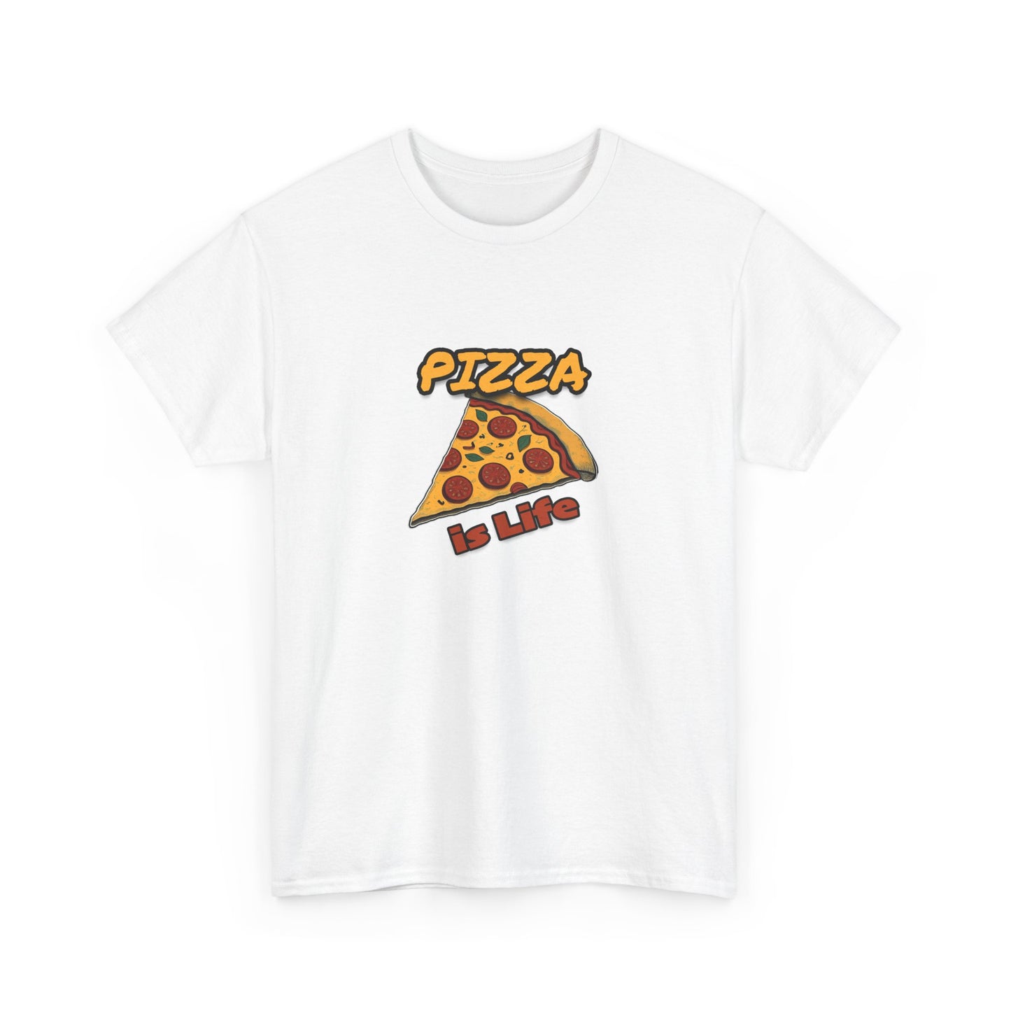 Pizza is Life Unisex-T-Shirt aus schwerer Baumwolle – lustiges und bequemes T-Shirt für Feinschmecker